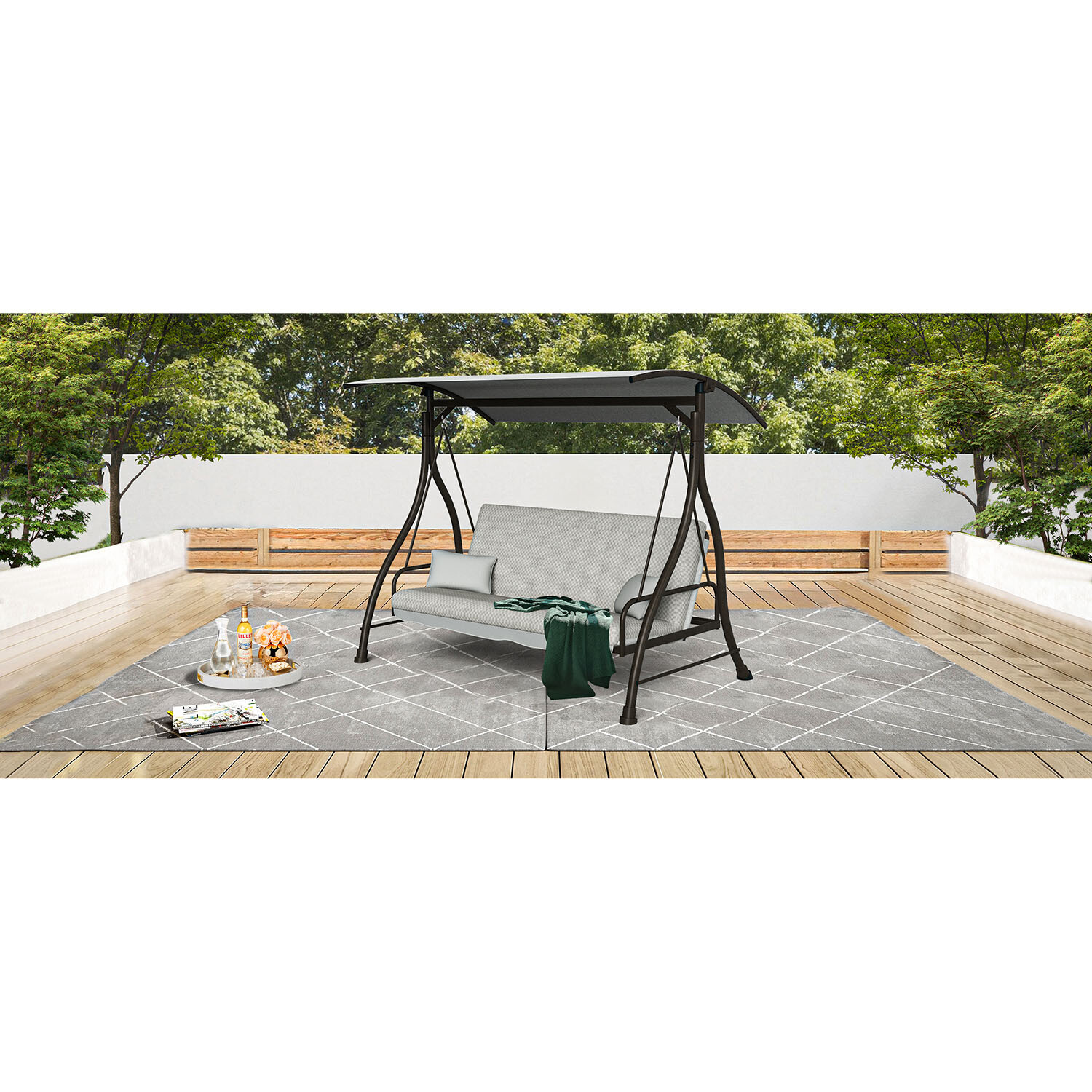 Malay Riviera 3 Seater Combo Swingbed - Grey Image 2