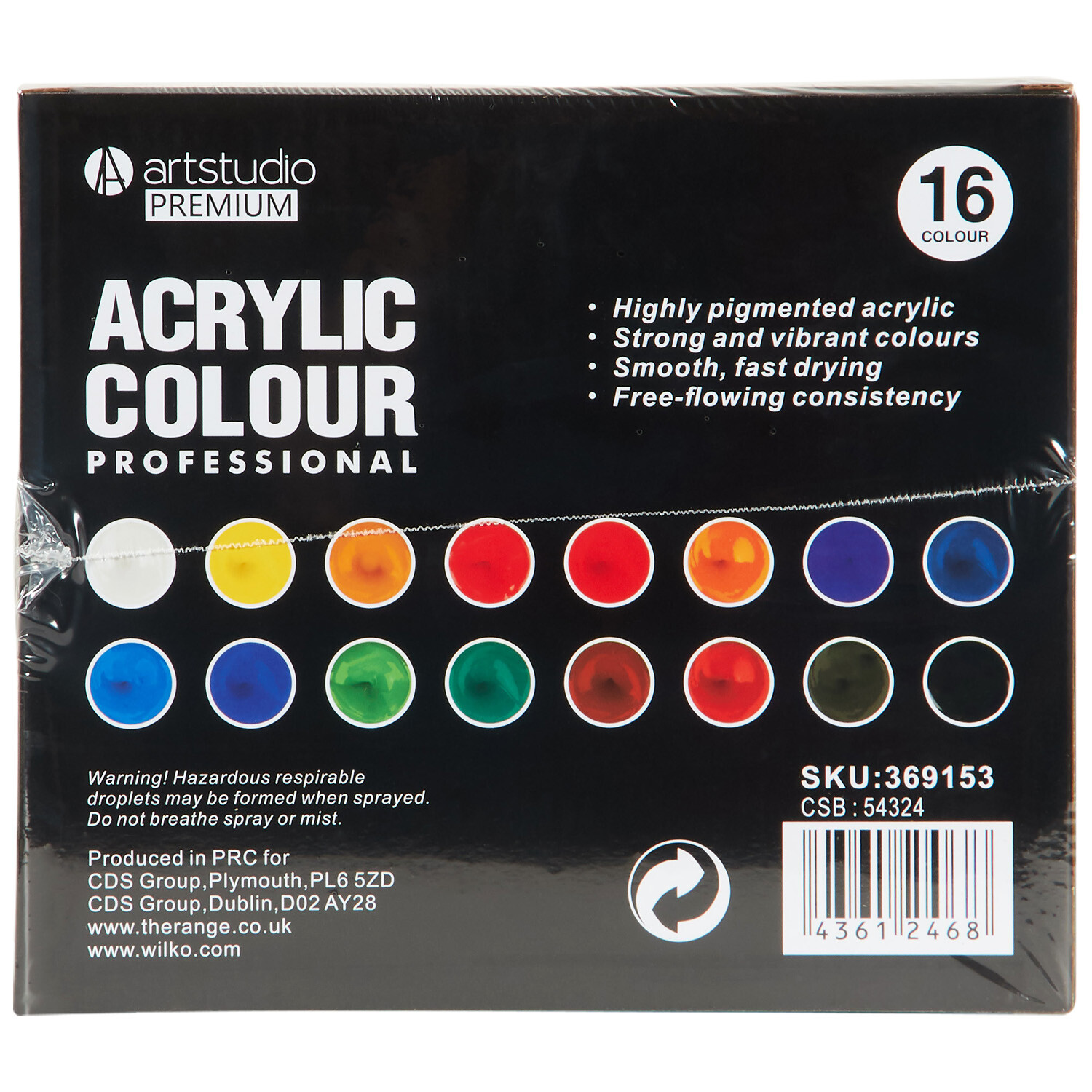Art Studio Multicolour Professional Acrylic Colour 16 Pack Image 3