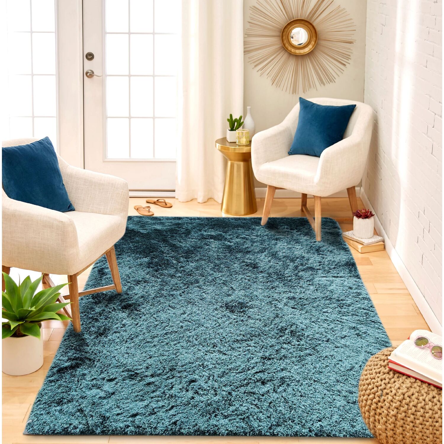 Silky Shaggy Rug - Emerald / 170cm Image 2