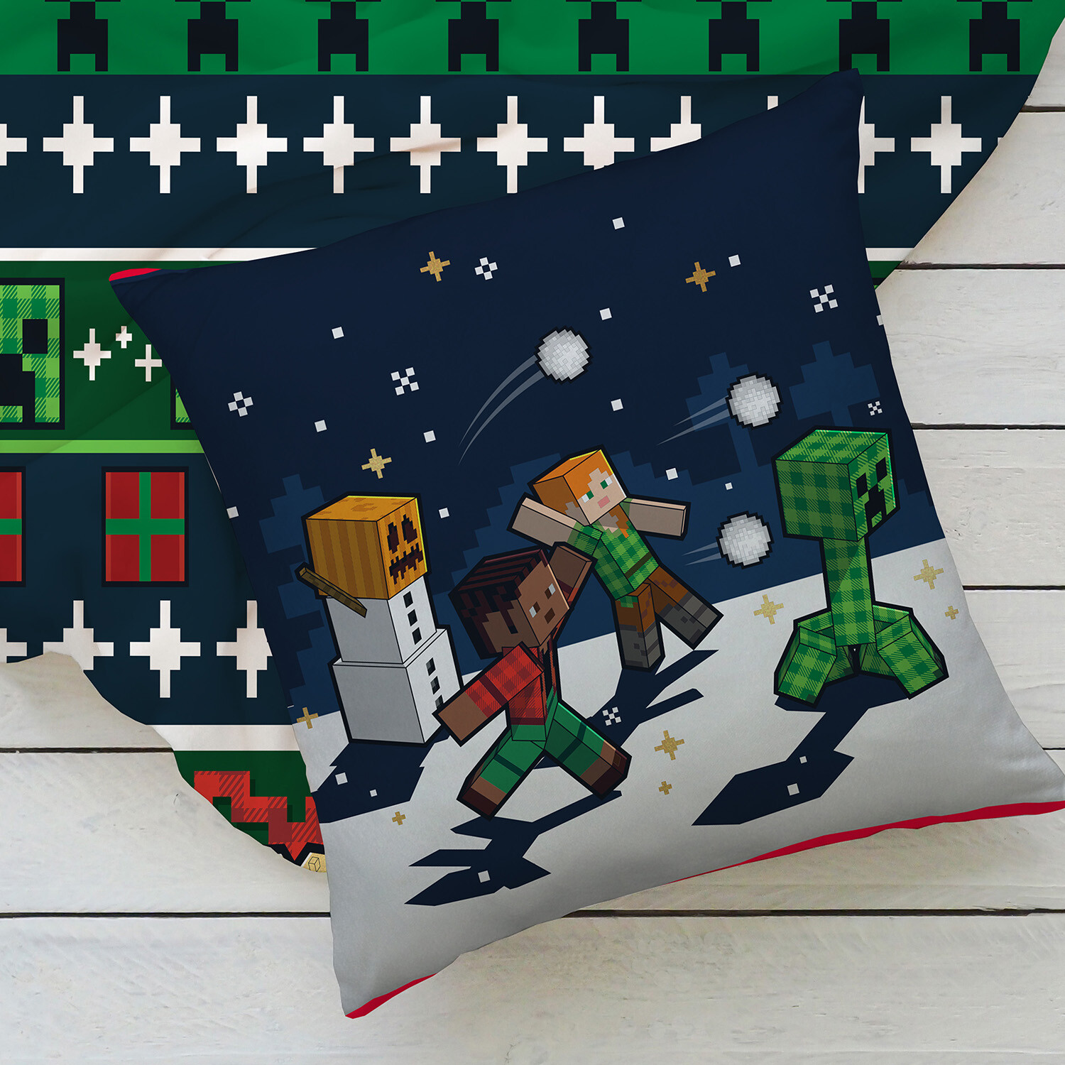 Minecraft Snowy Square Cushion - Multicolour Image 4