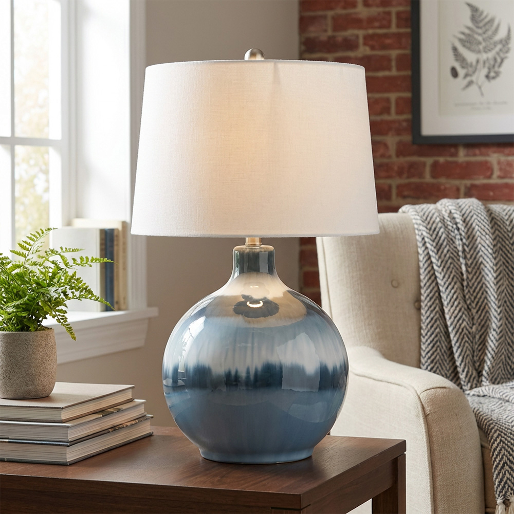 Pearl Table Lamp Blue and White Image 2