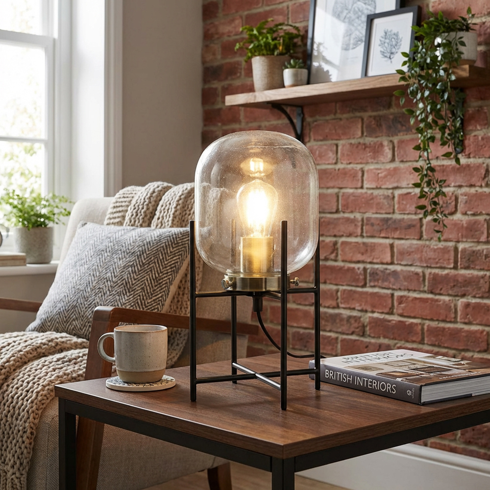 Oliver Black Glass Industrial Table Lamp Image 7