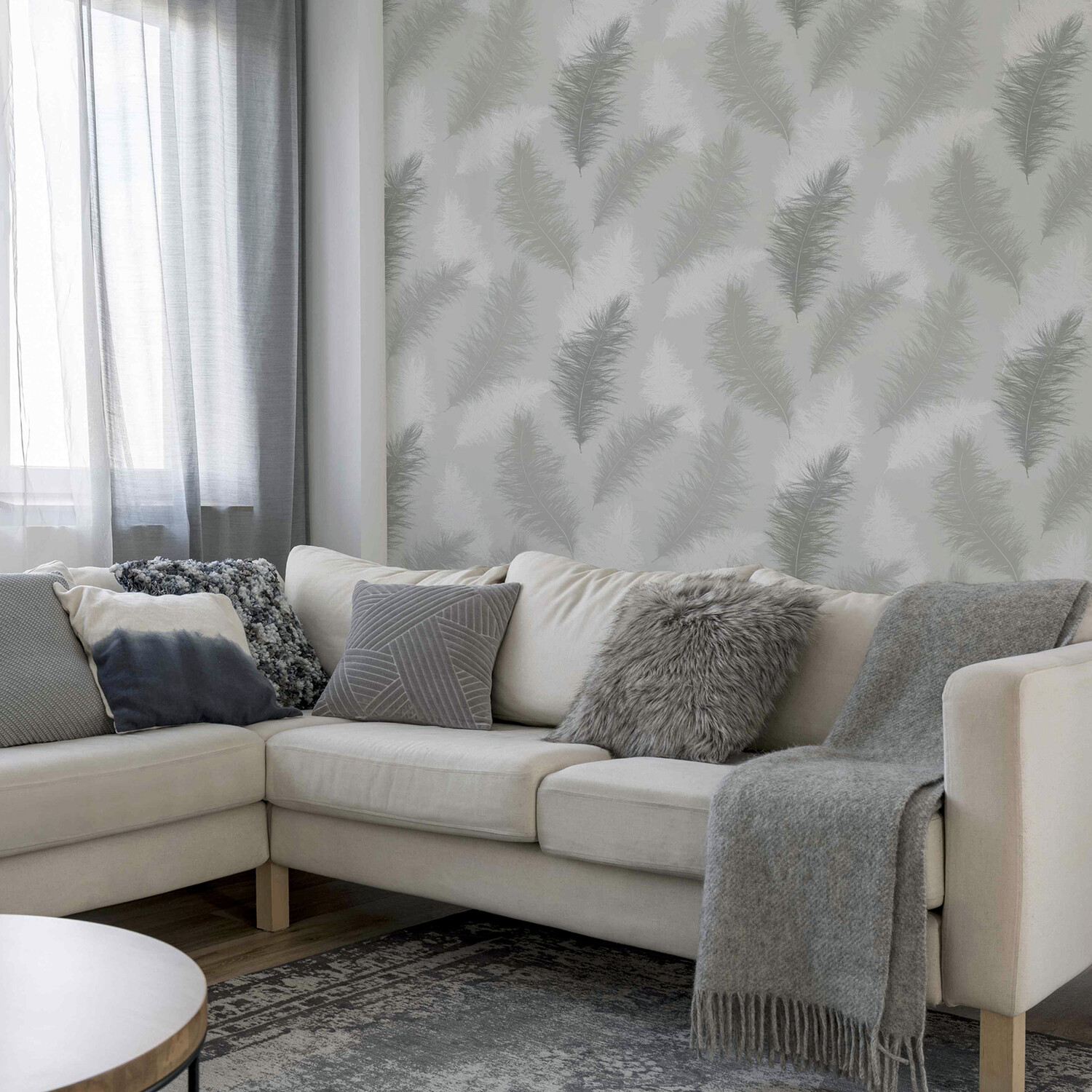 Sussaro Feather Wallpaper - Grey Image 3