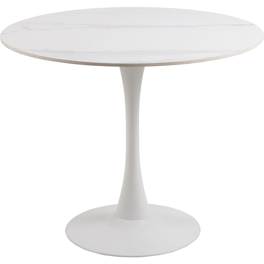 Furniture To Go Malta White Ceramic 4 Seater Round Dining Table Image 2
