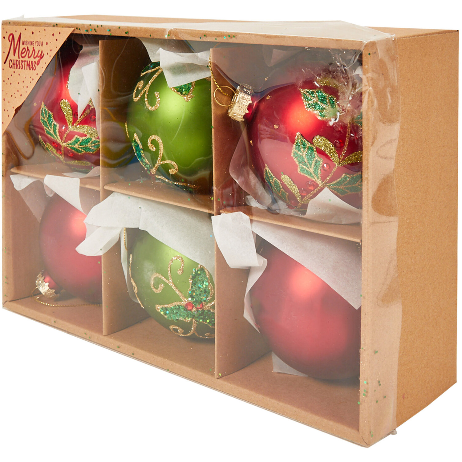 Set of 6 Traditional Glass Baubles Image 2