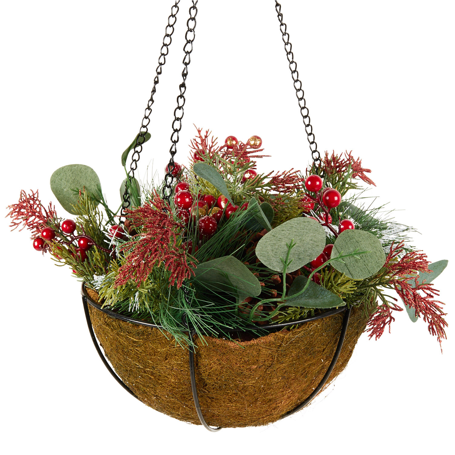 Christmas Red Berry Hanging Basket Image 2
