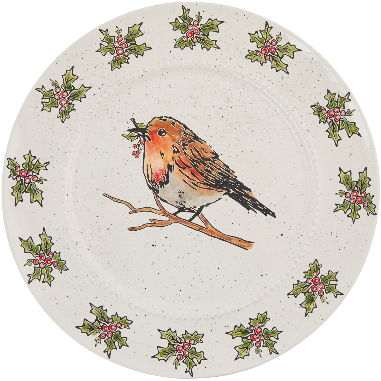 Festive Stone Robin Plate - White Image 2
