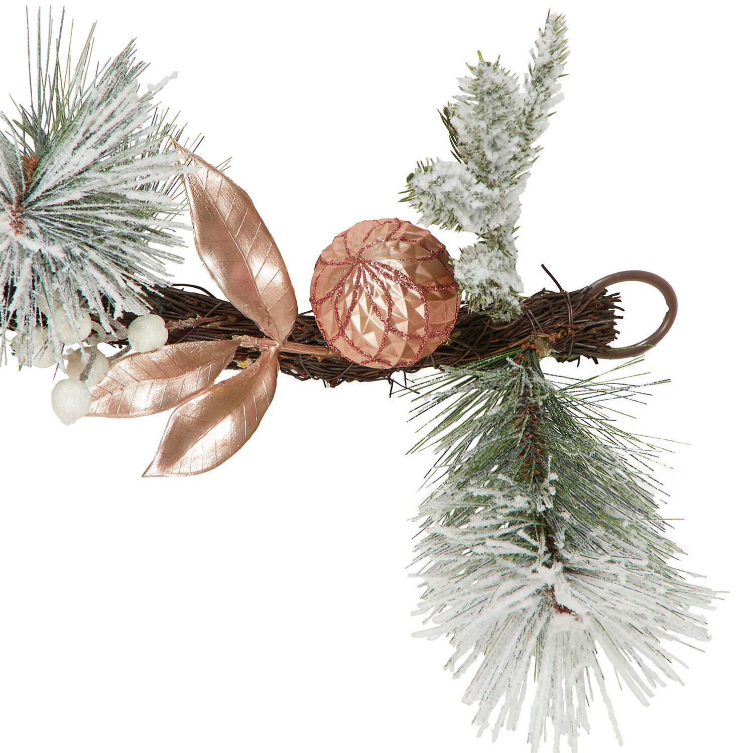 Frosted Dusky Rose Bauble Garland - White & Rose Image 3