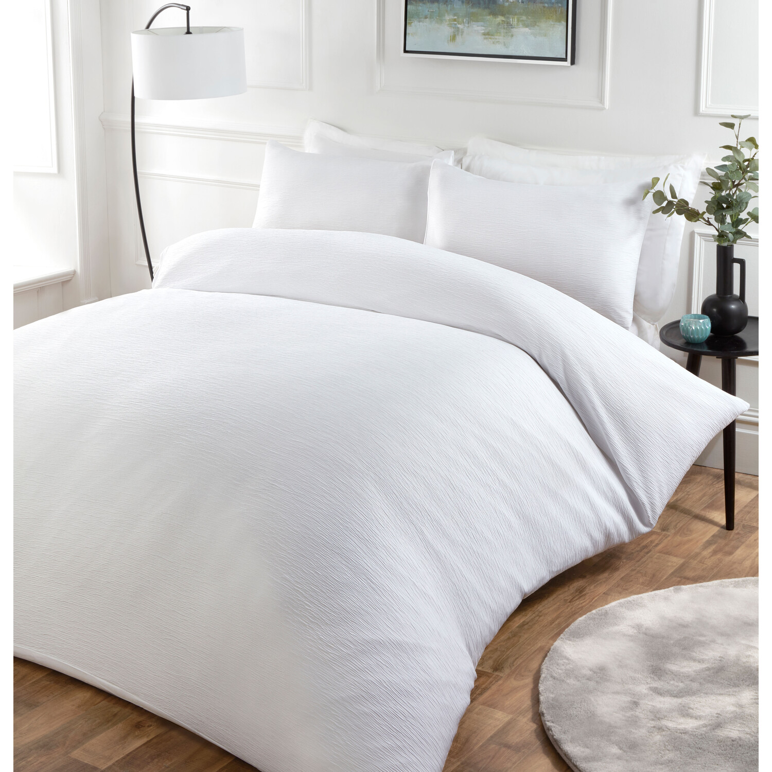 My Home Milan Textured Duvet Cover and Pillowcase Set - White / Superking Image 2