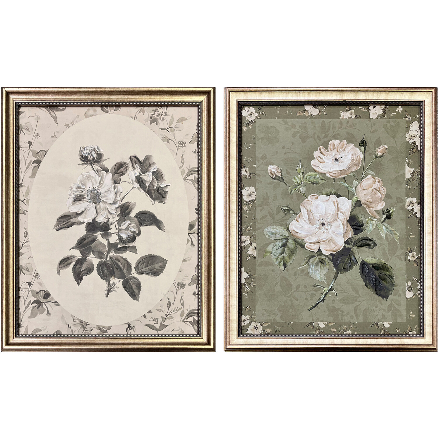 Antique Style Floral Framed Art Image 1