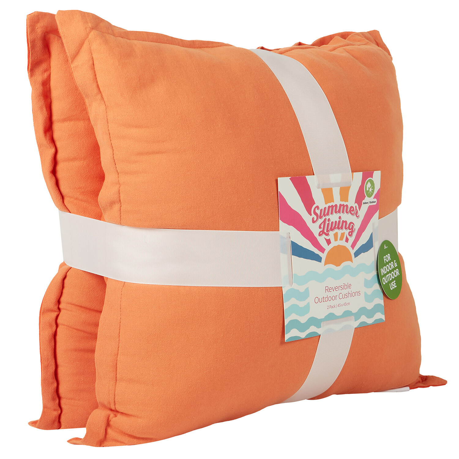 Pack of 2 Reversible Outdoor Cushions - Rust Image 2