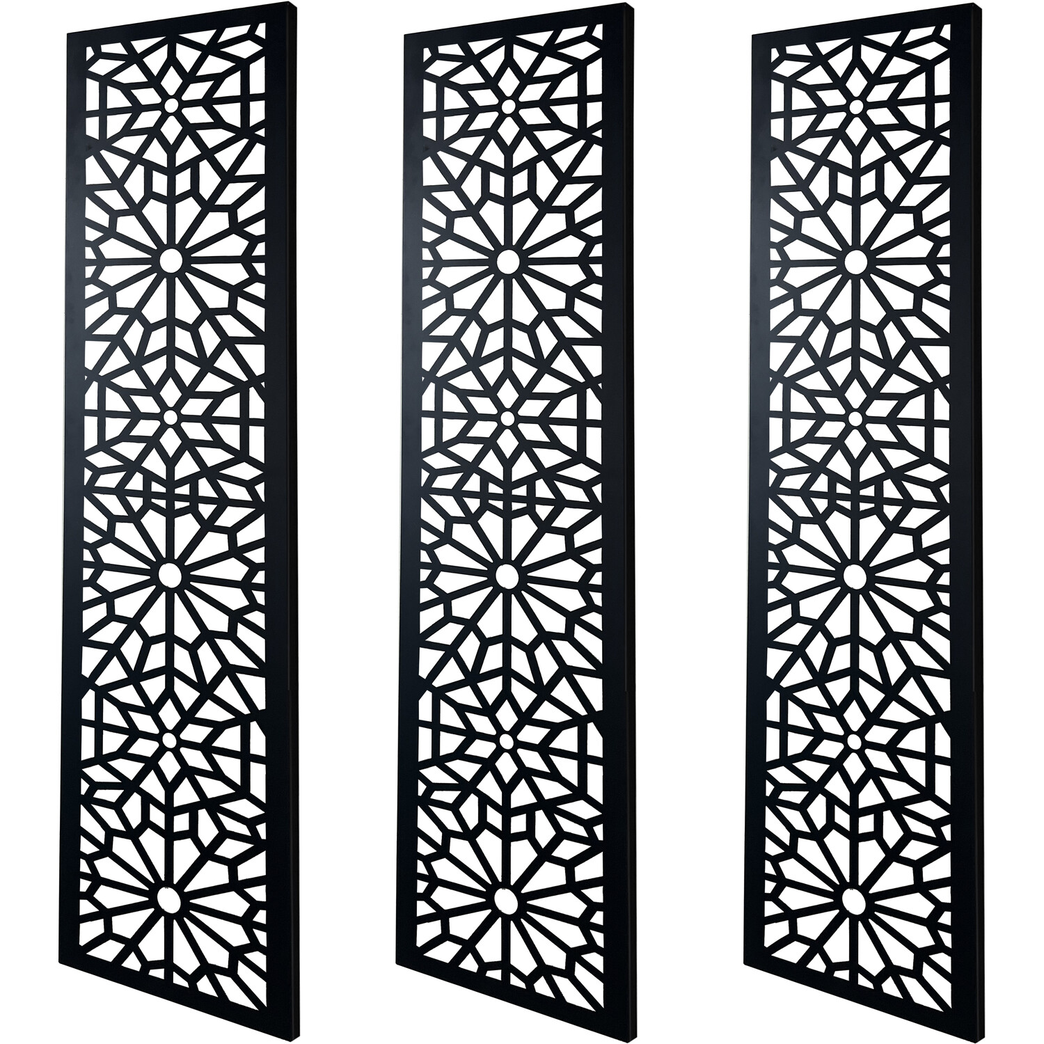 Set of 3 Indoor/Outdoor Metal Wall Screens - Black Image 2
