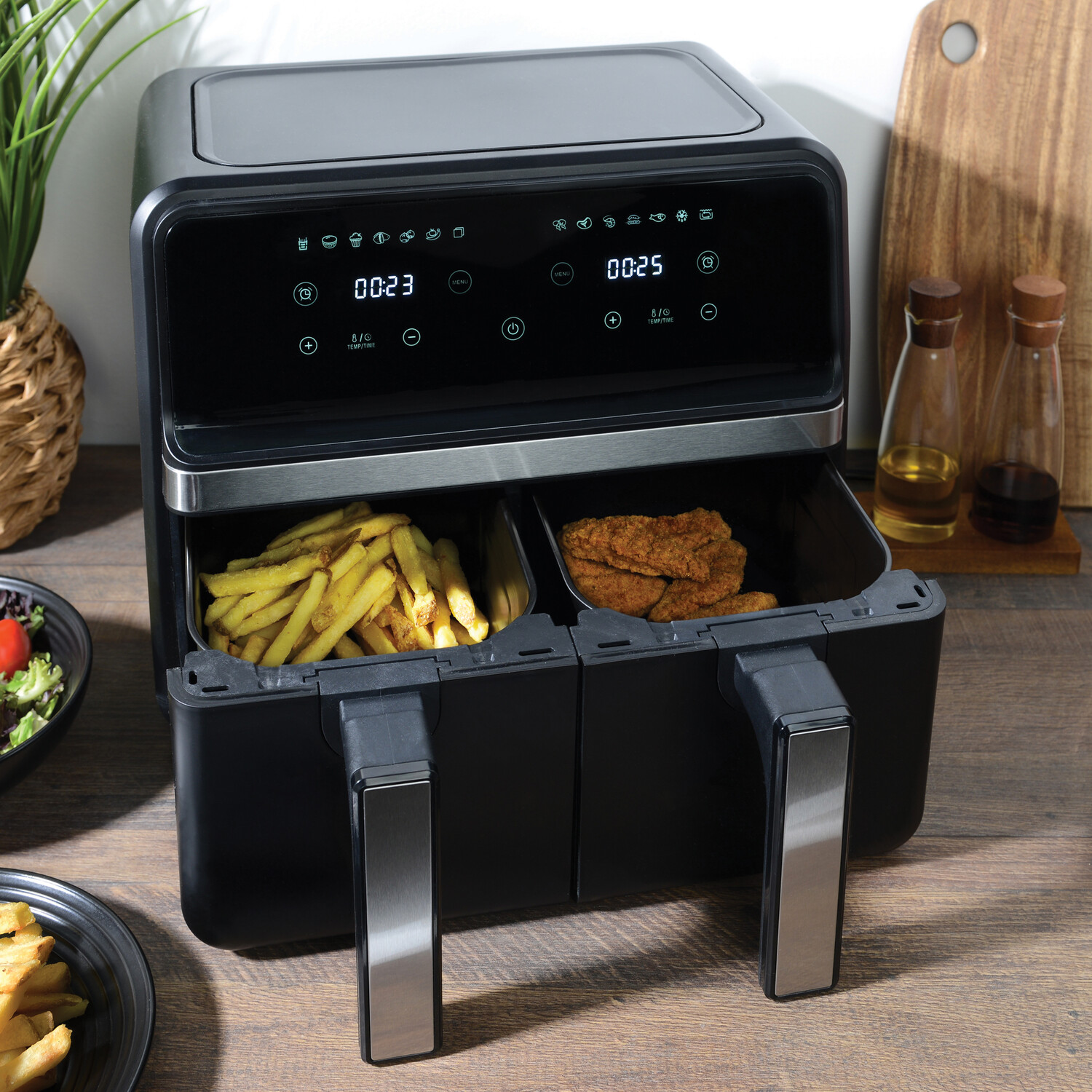 Kitchen Master Dual 8L Air Fryer - Black Image 8
