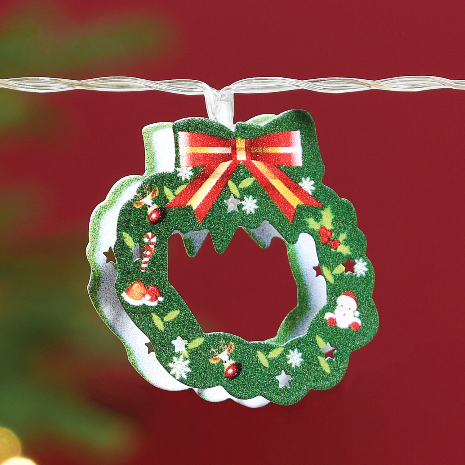 20 LED Christmas Wreath String Light - Green Image 6