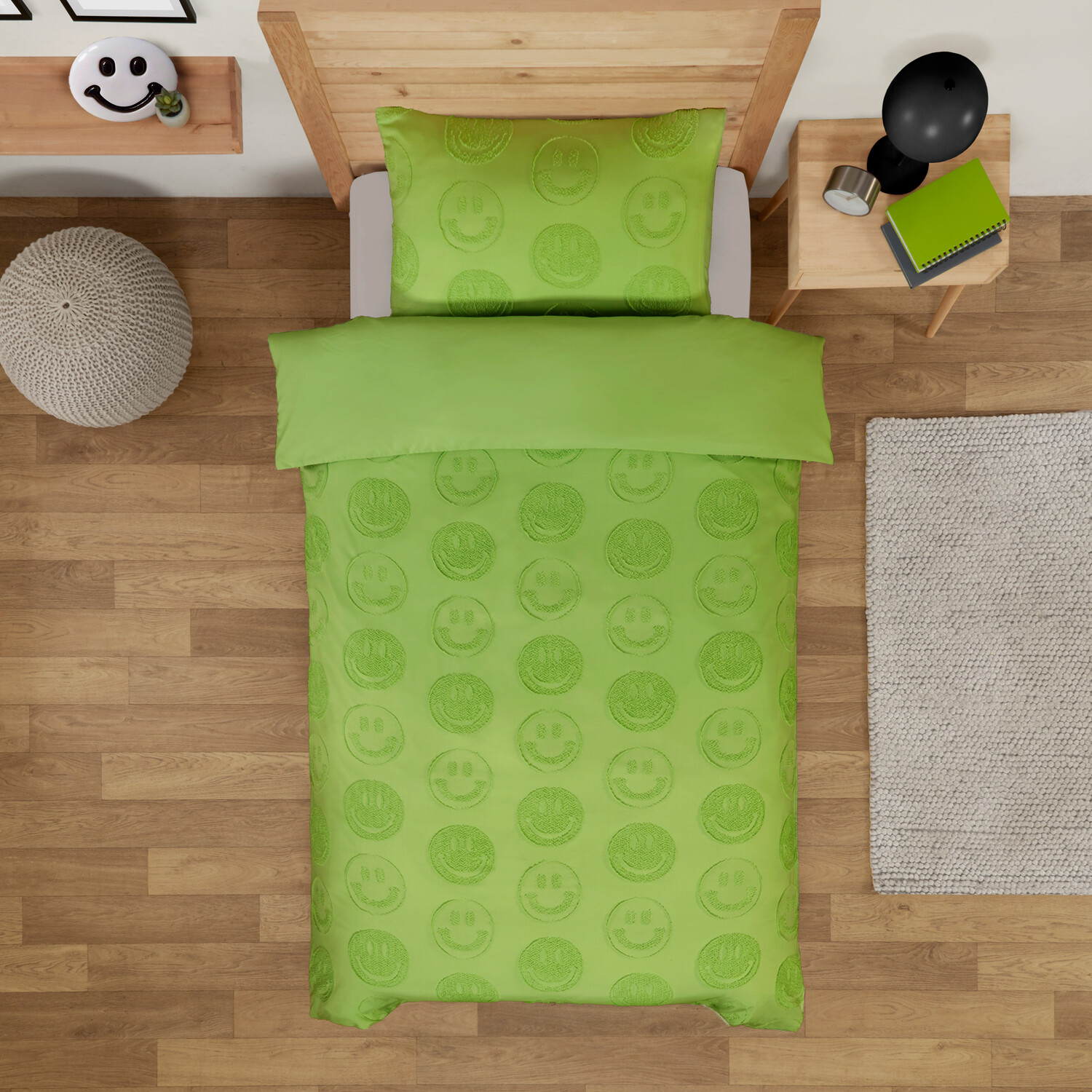 Smilies Embossed Duvet Set Green Image 4
