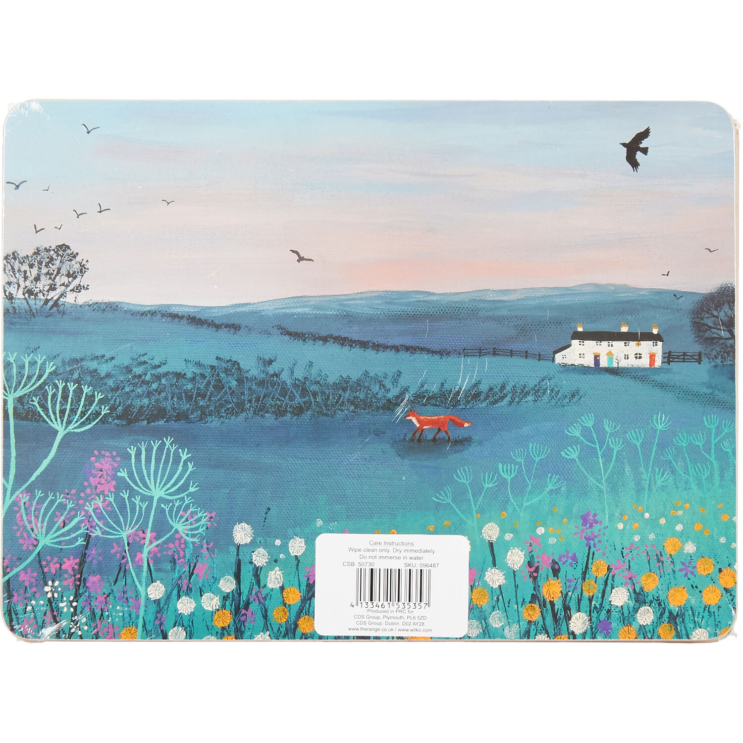 Pack of 8 Dusty Meadow Fox Placemat and Coaster Set - Blue Image 3