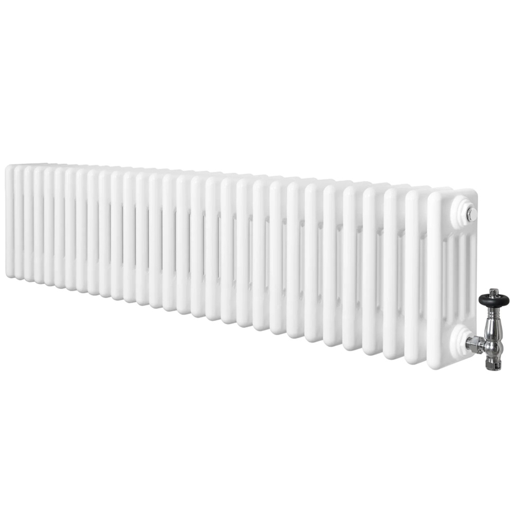 MonsterShop White 4 Column Radiator and Chrome Valve Set 5185 BTU 300 x 1370mm Image 3