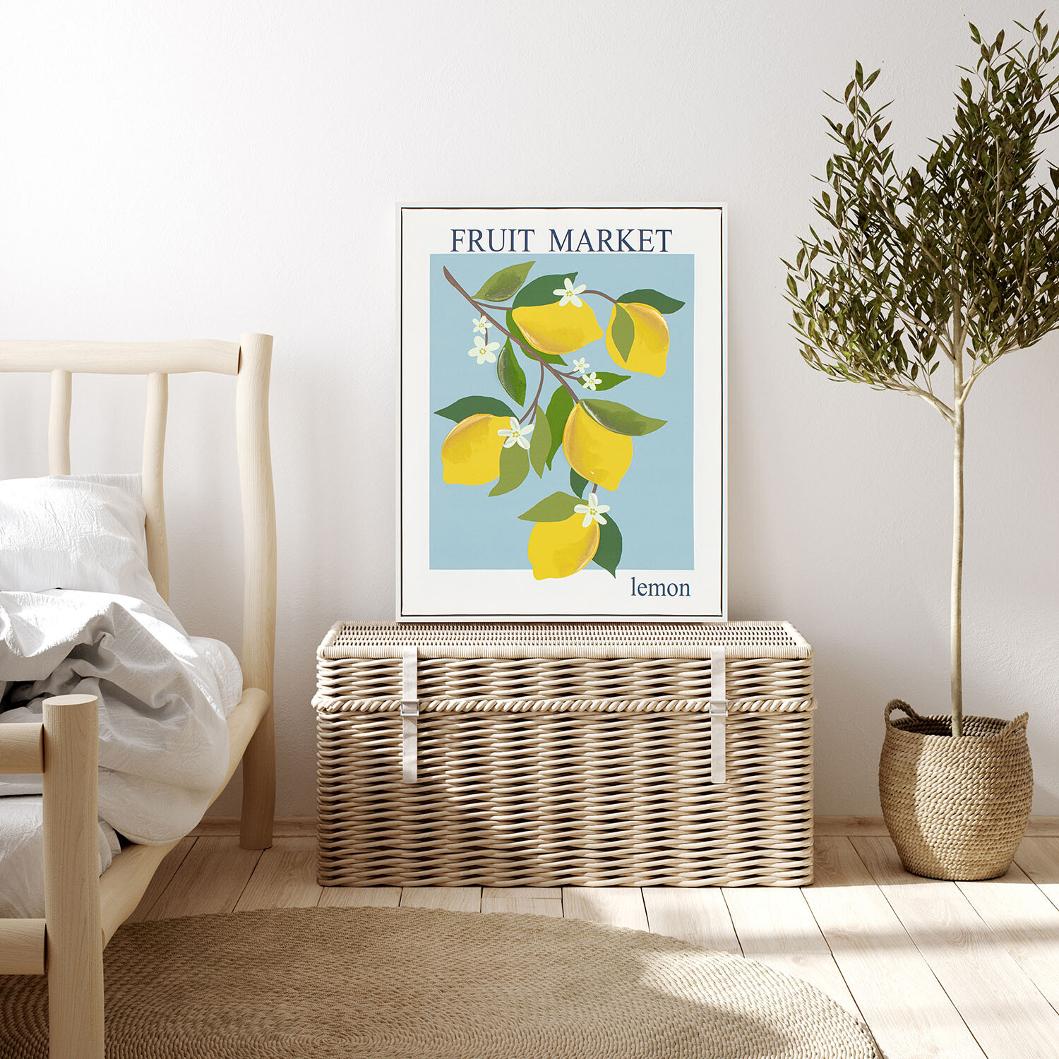 Fruit Market Vibrant Framed Canvas - Pink or Blue Image 5