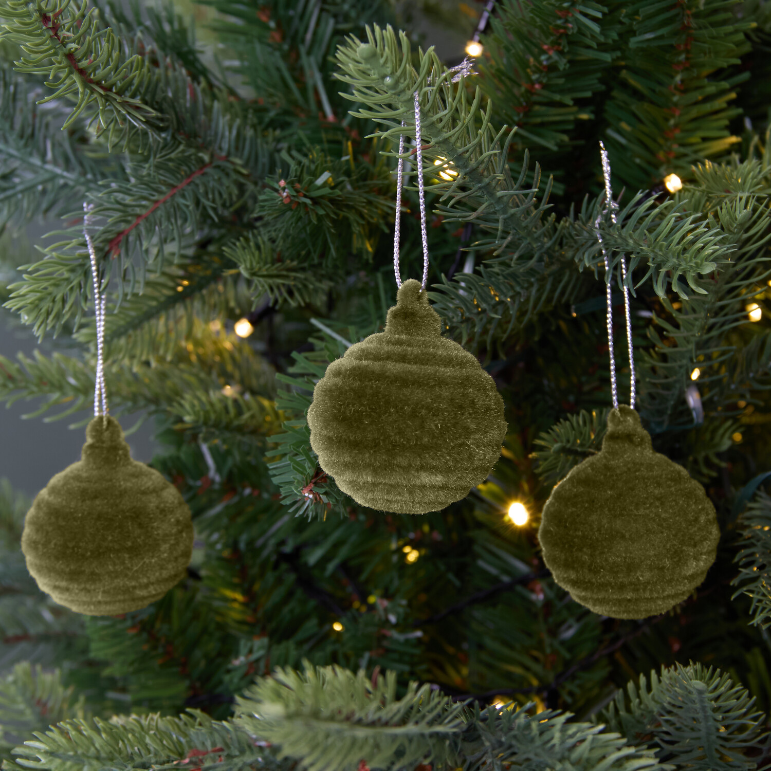 Set of 3 Olive BaublesOlive Image 2