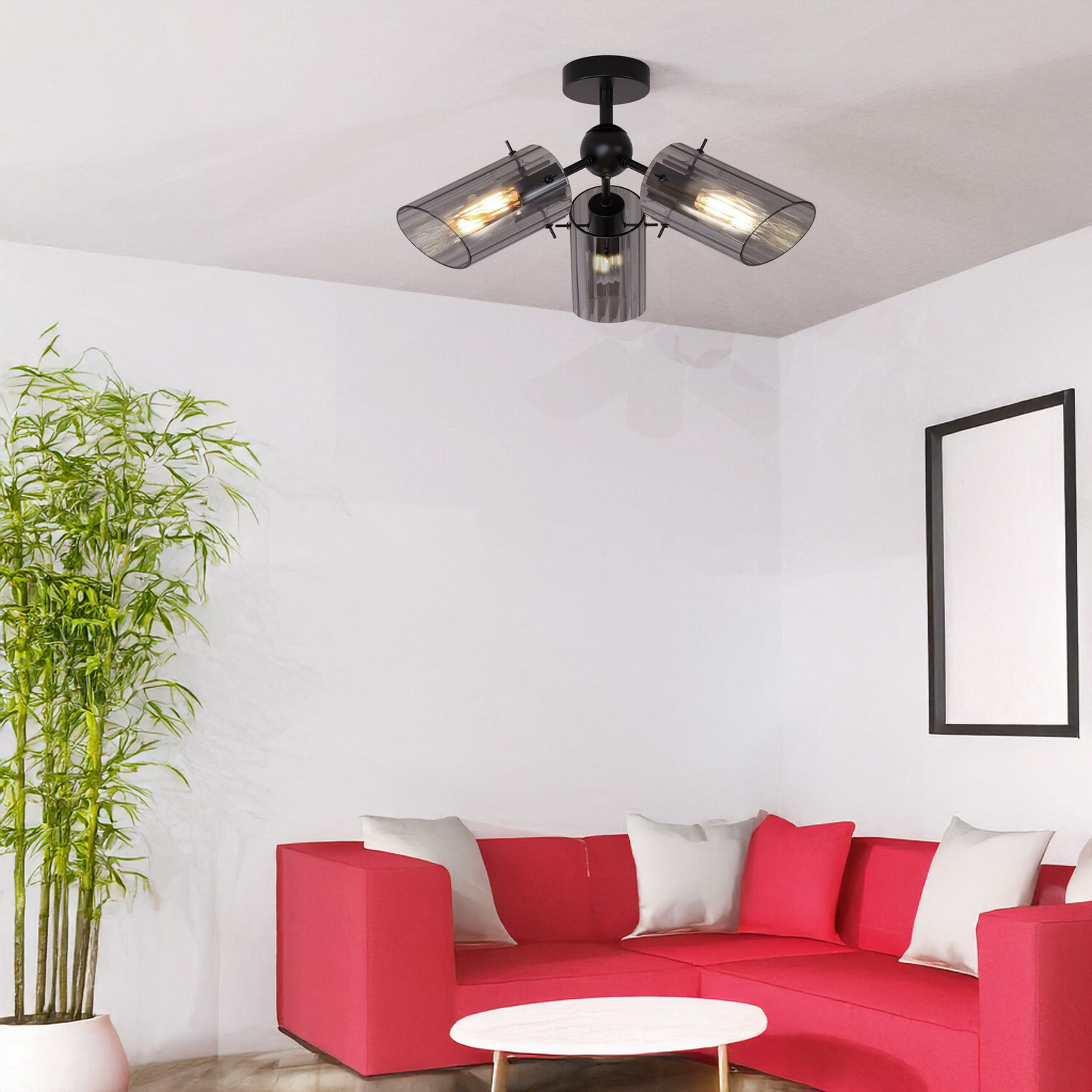 Bodhi 3 Arm Flush Ceiling Fitting Black Image 6
