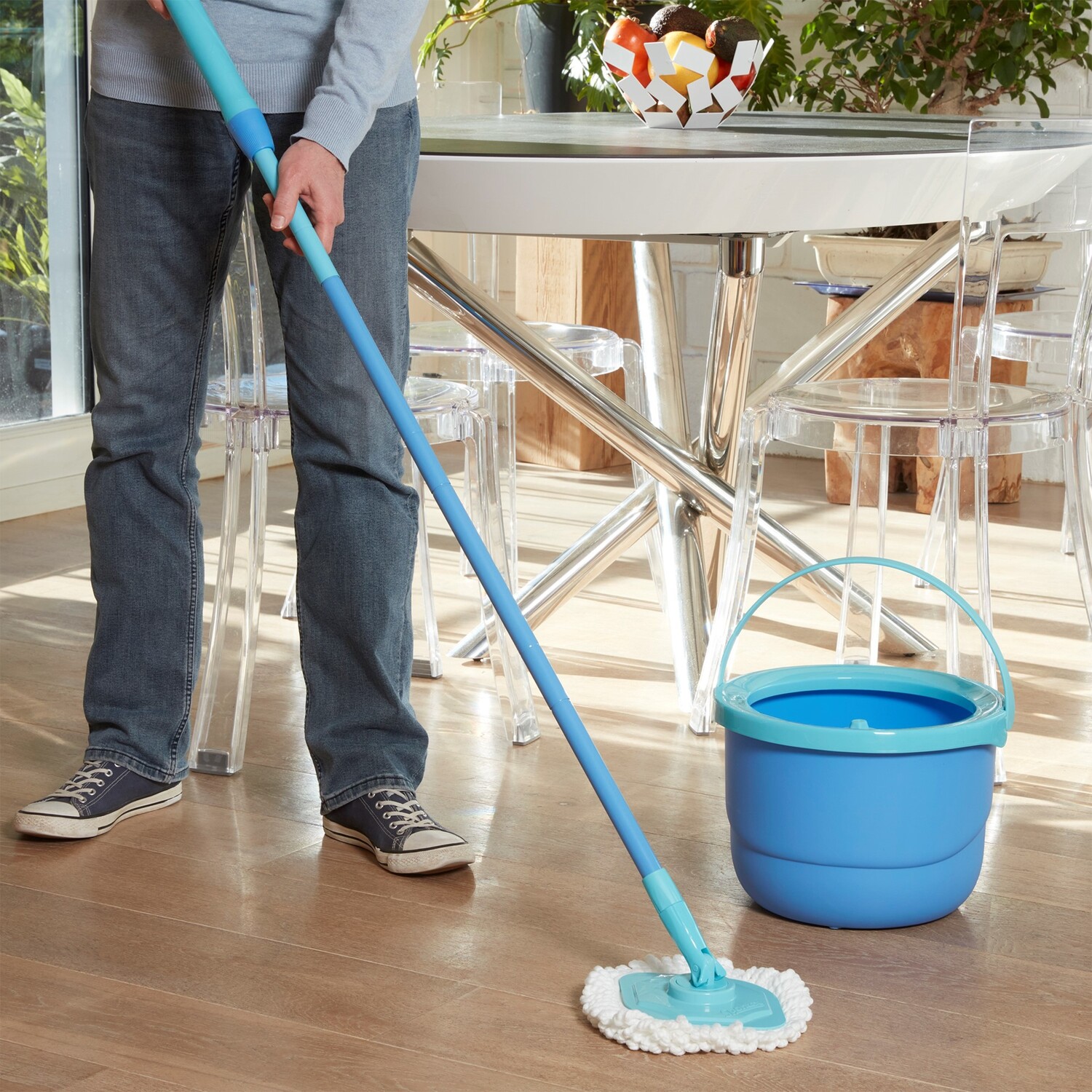 Spontex Full Action Spin Mop and Bucket - Blue Image 4