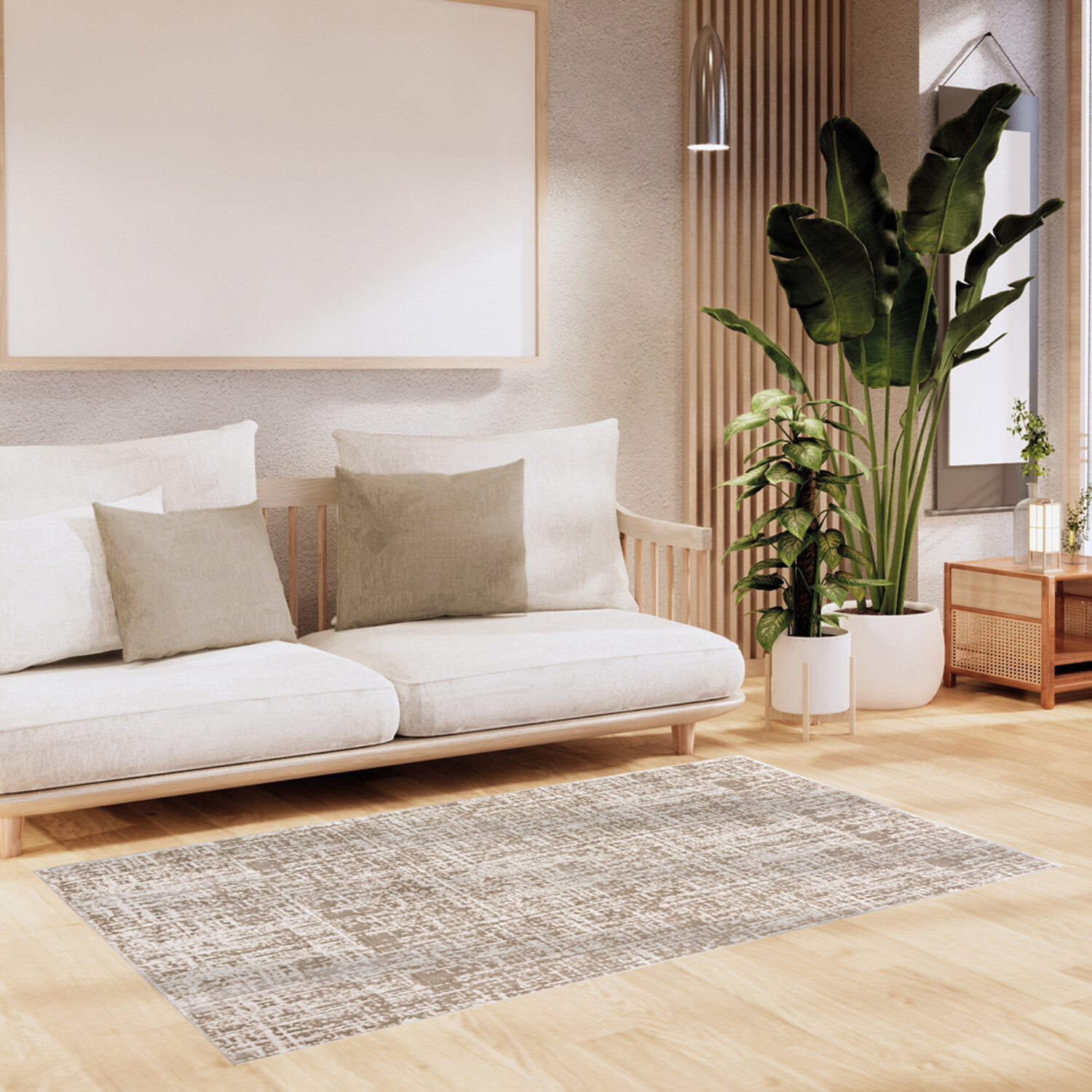 Eden Beige Textured Rug Beige Image 2