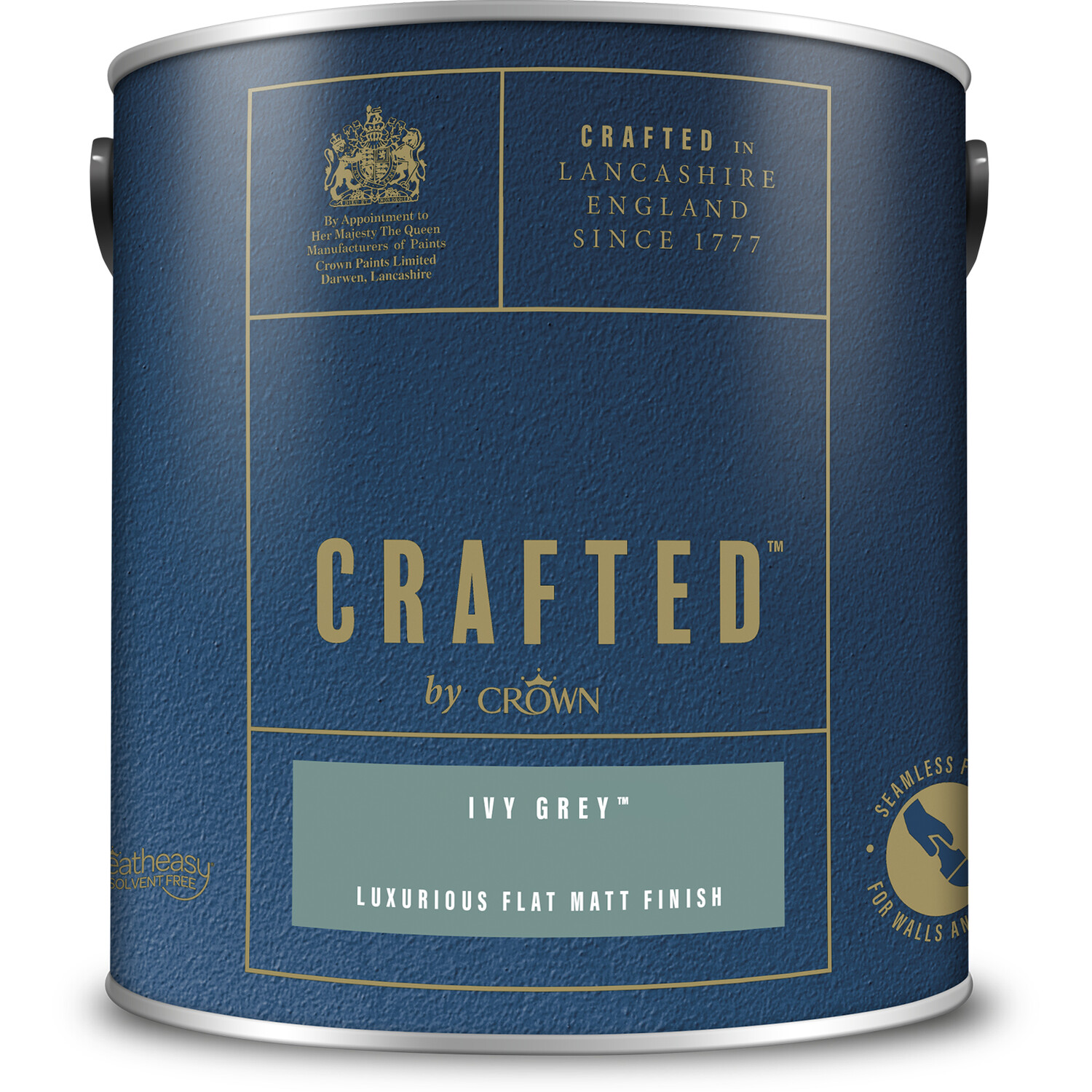 Crown Crafted Walls & Wood Ivy Grey Luxurious Flat Matt Paint 2.5L Image 2
