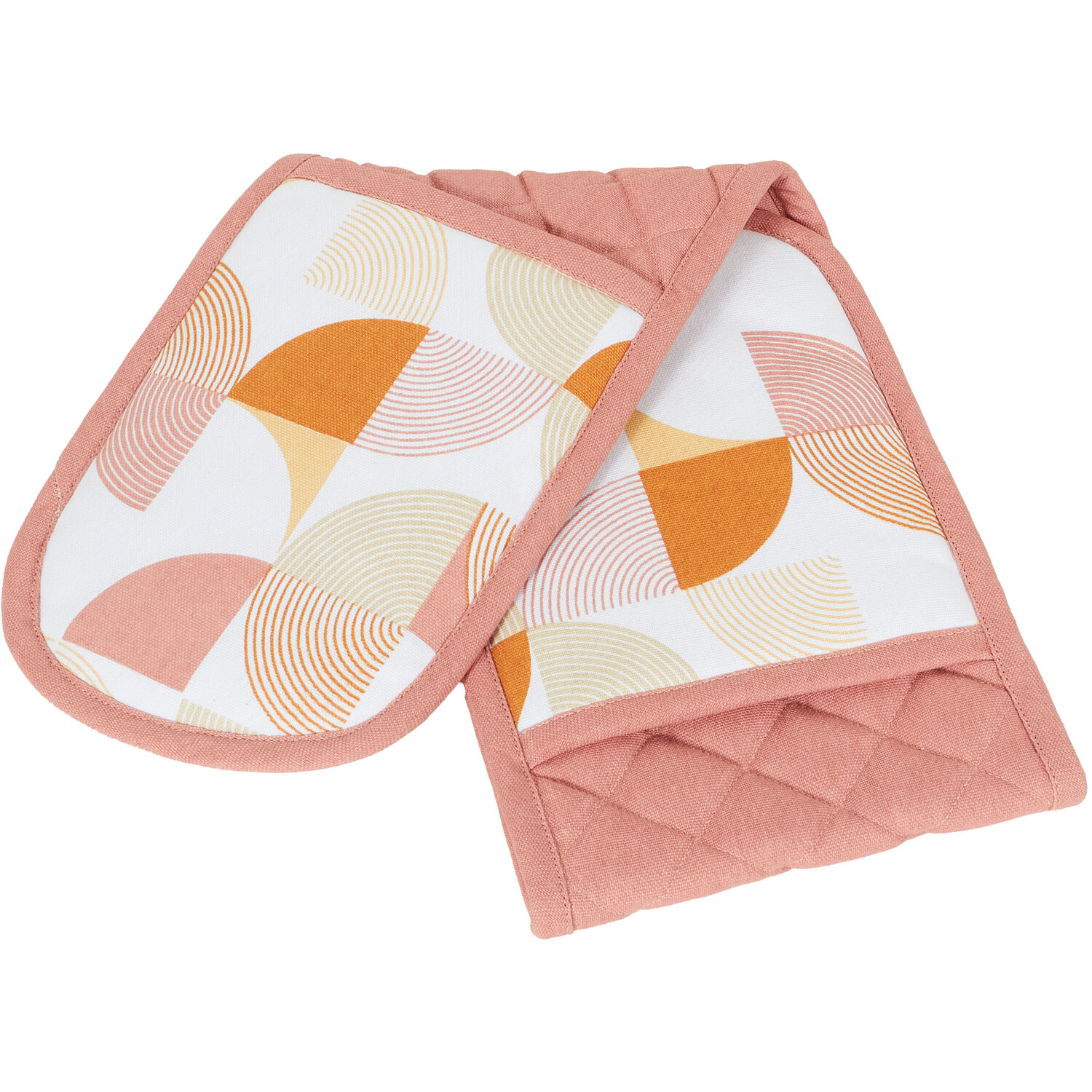 My Home Pink Geo Print Double Oven Glove - Pink Image 3
