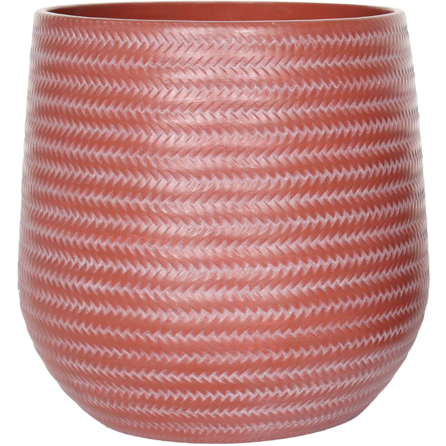 Red Bamboo Mat Finish Ceramic Pot - Red / Large Image