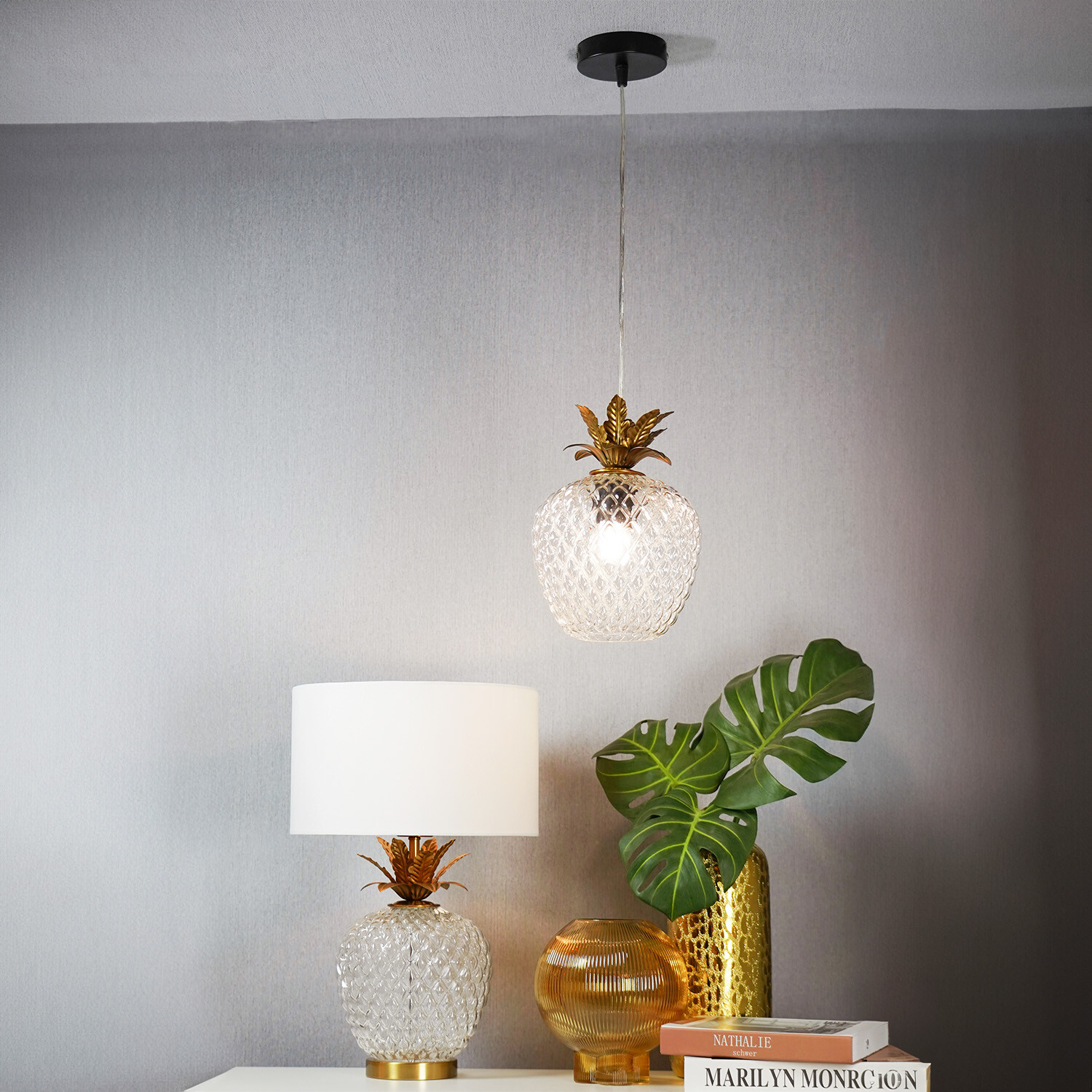 Pineapple Electrical Fitting - Clear and Gold Image 7