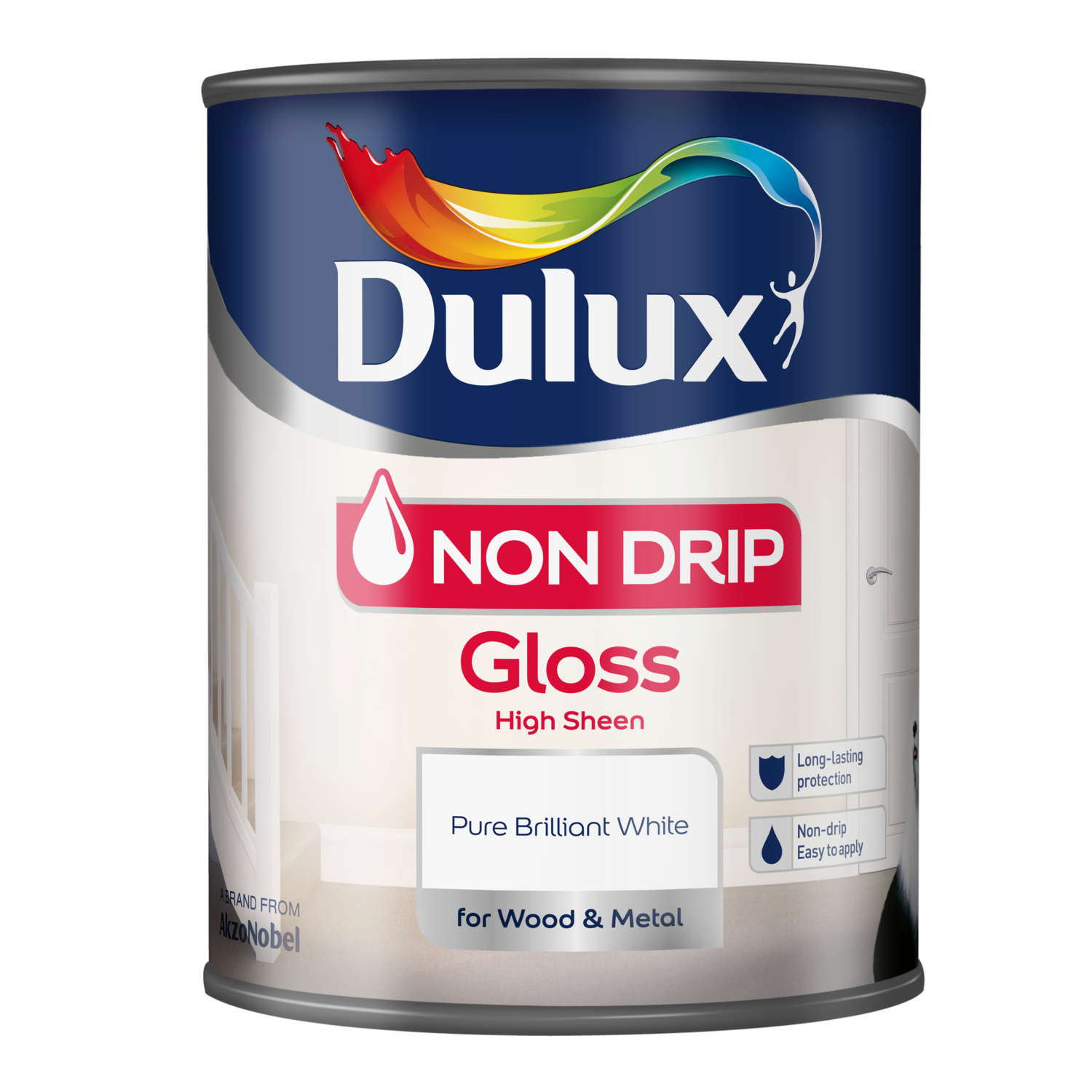 Dulux Non-Drip Gloss Paint Pure Brilliant White 1.25l Image 3