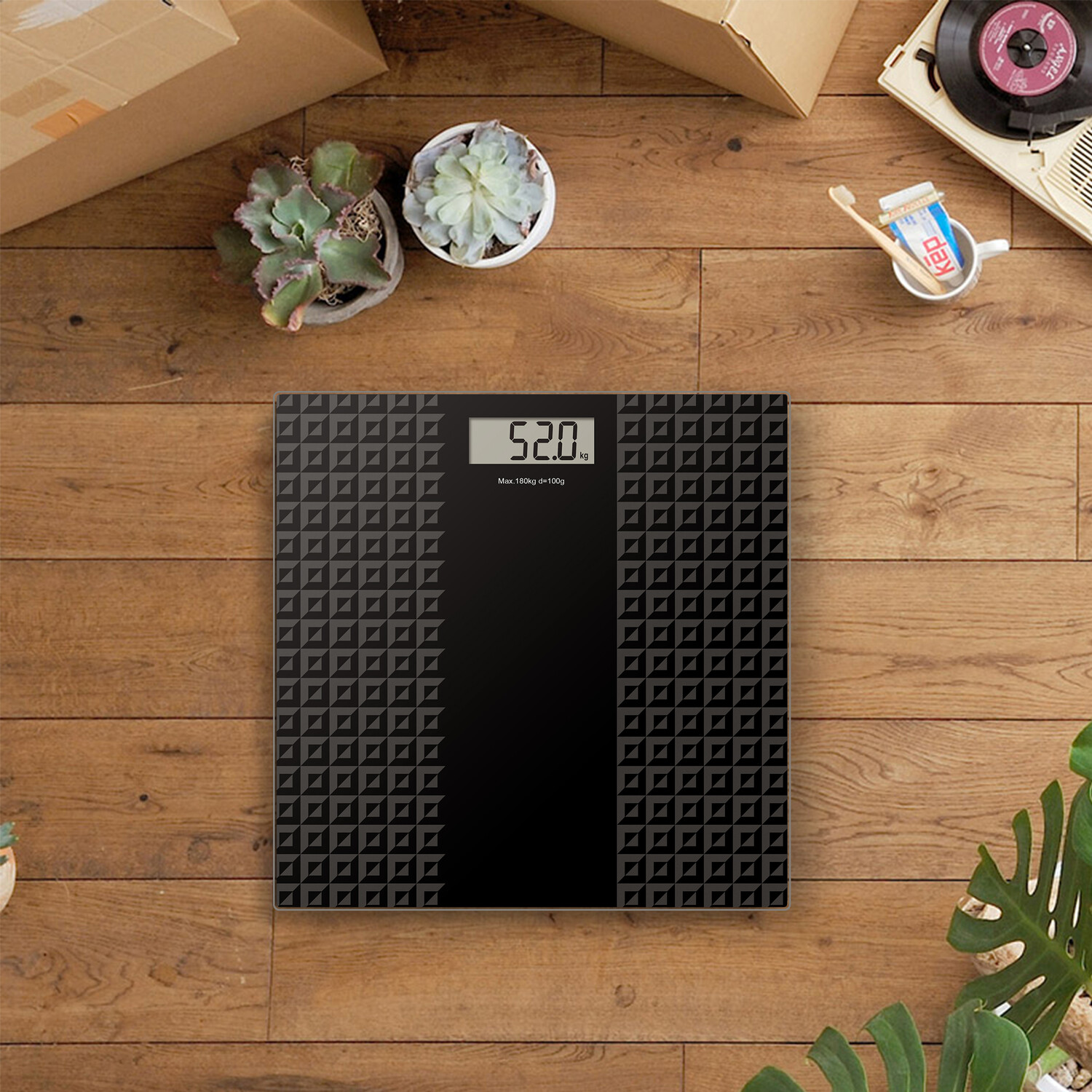 Black and Grey Geo Anti Slip Digital Bathroom Scale Image 2