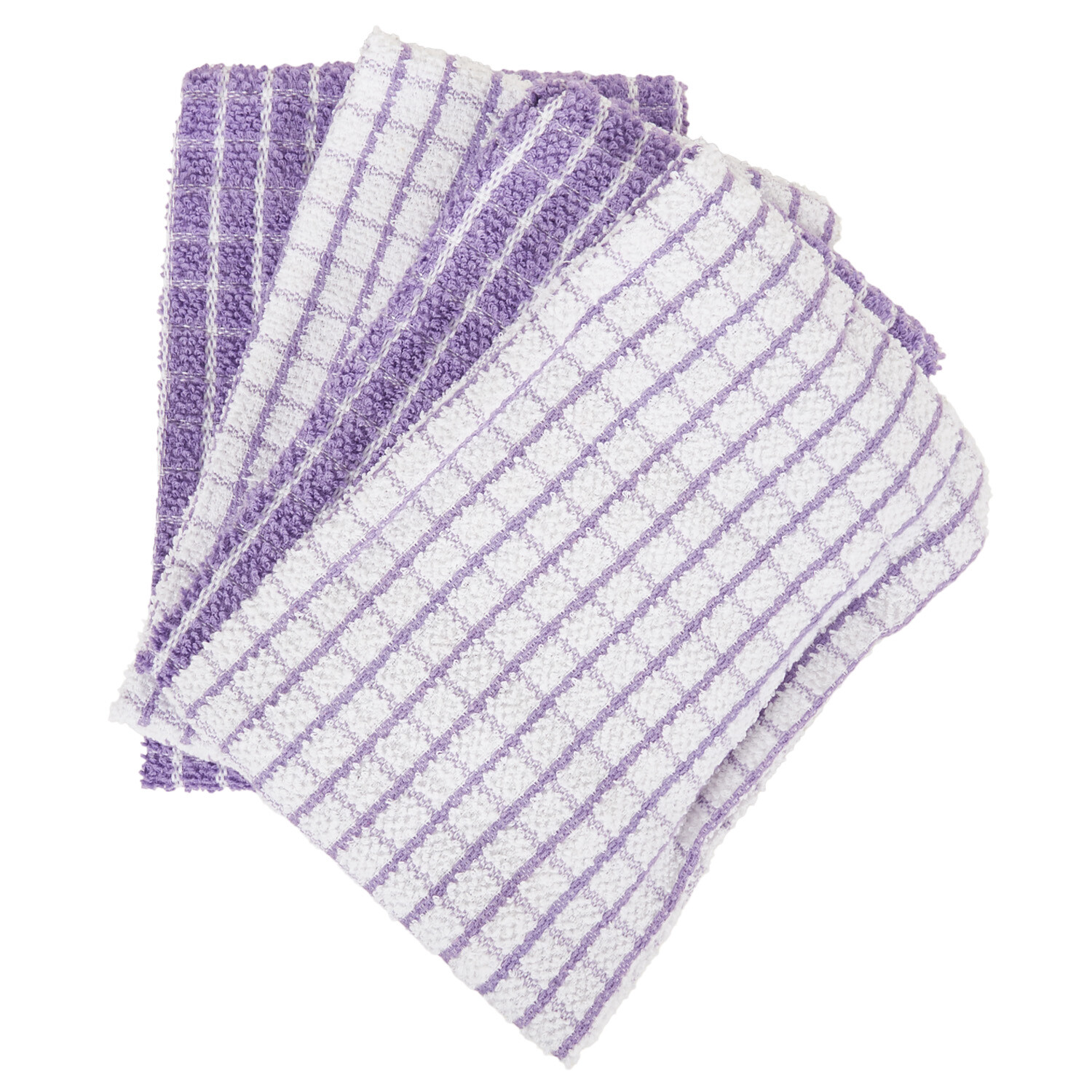 Pack of 4 Check Terry Tea Towel Pastels - Pastel Image 2