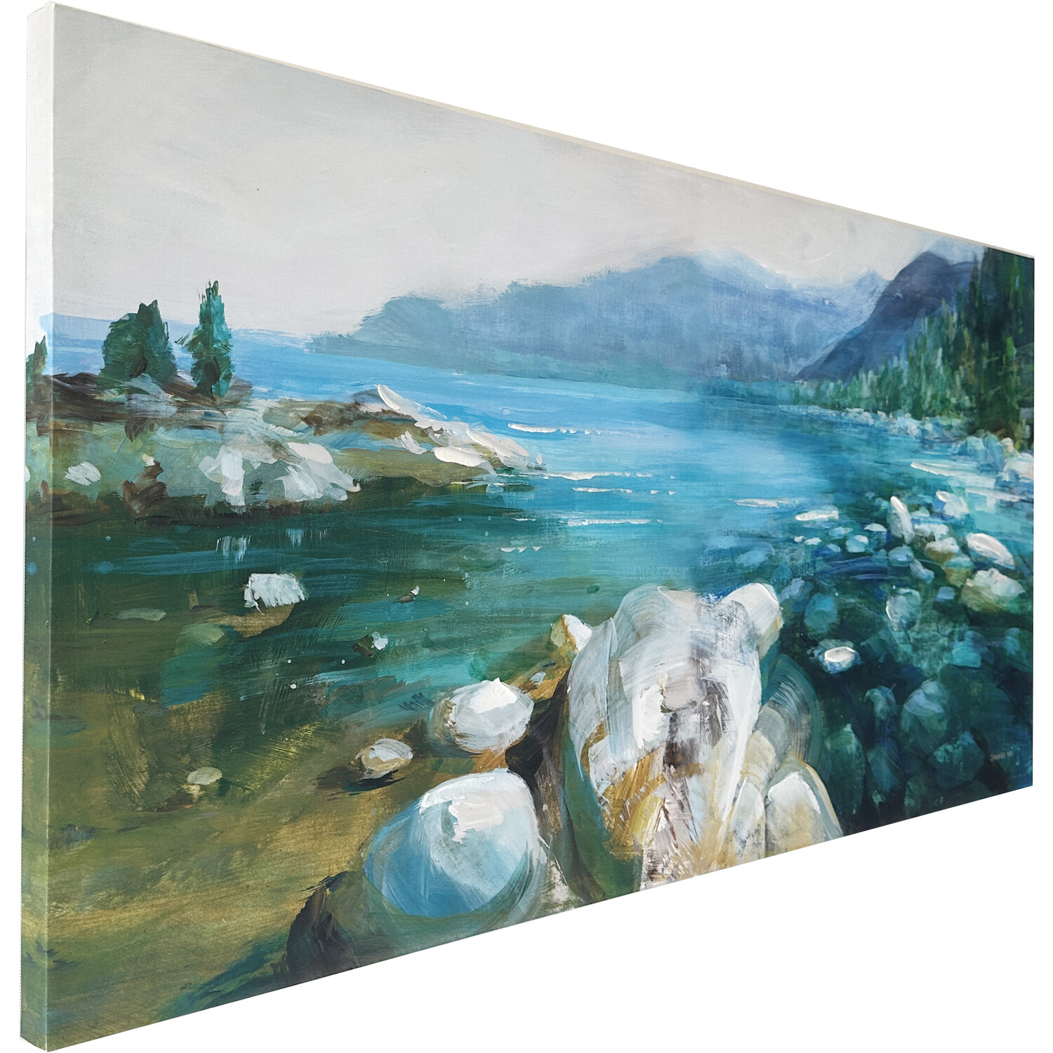 Restful Western Lake Canvas - Blue Image 2