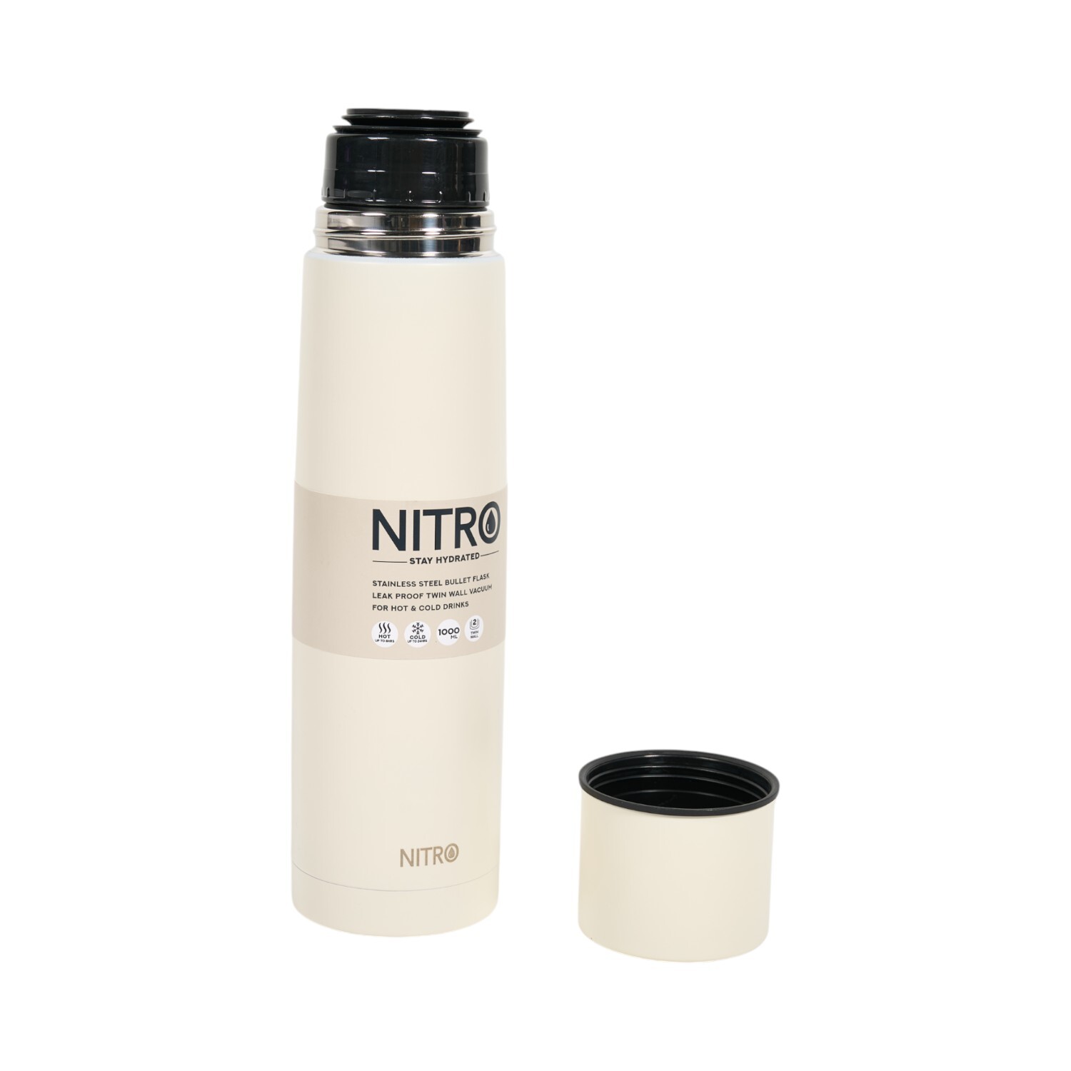 Nitro Stainless Steel Bullet Flask Cream Image 5