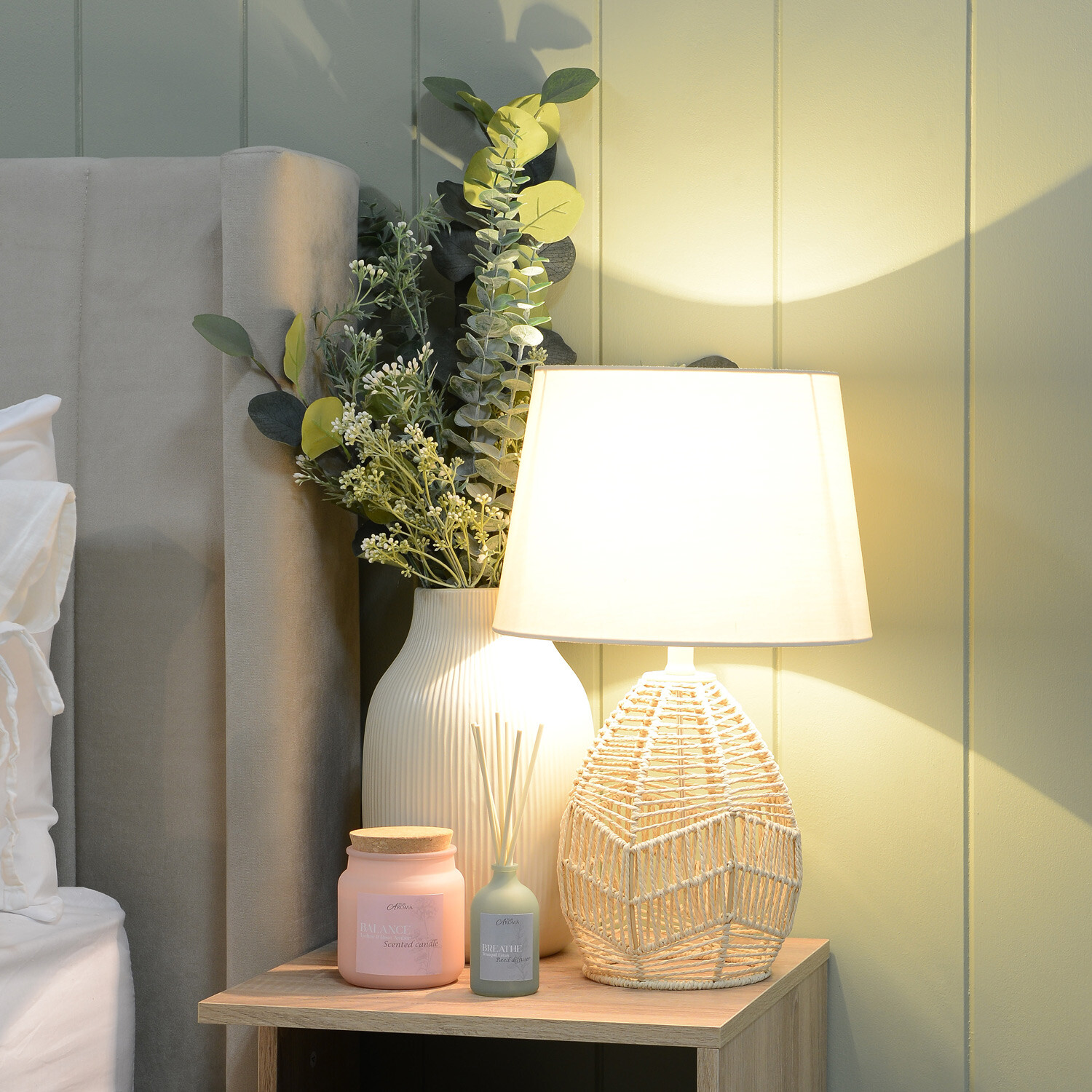 White Embossed Churn Vase 35cm Image 2