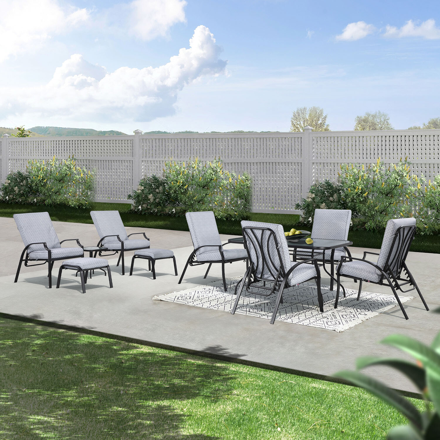 Malay Riviera 6 Seater Grey and Black Dining Set Image 3