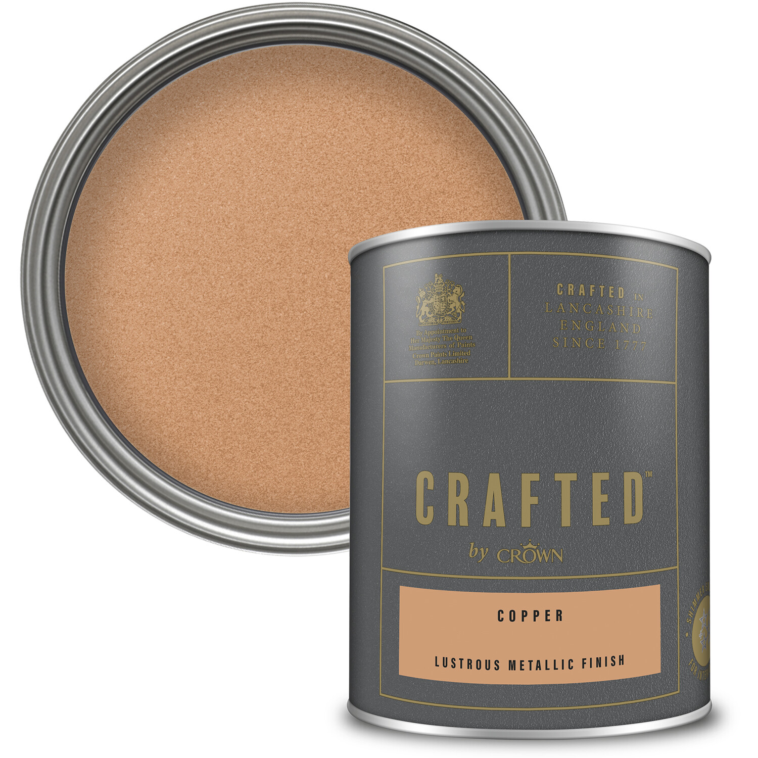 Crown Crafted Walls Wood & Metal Copper Lustrous Metallic Shimmer Emulsion Paint 1.25L Image 6