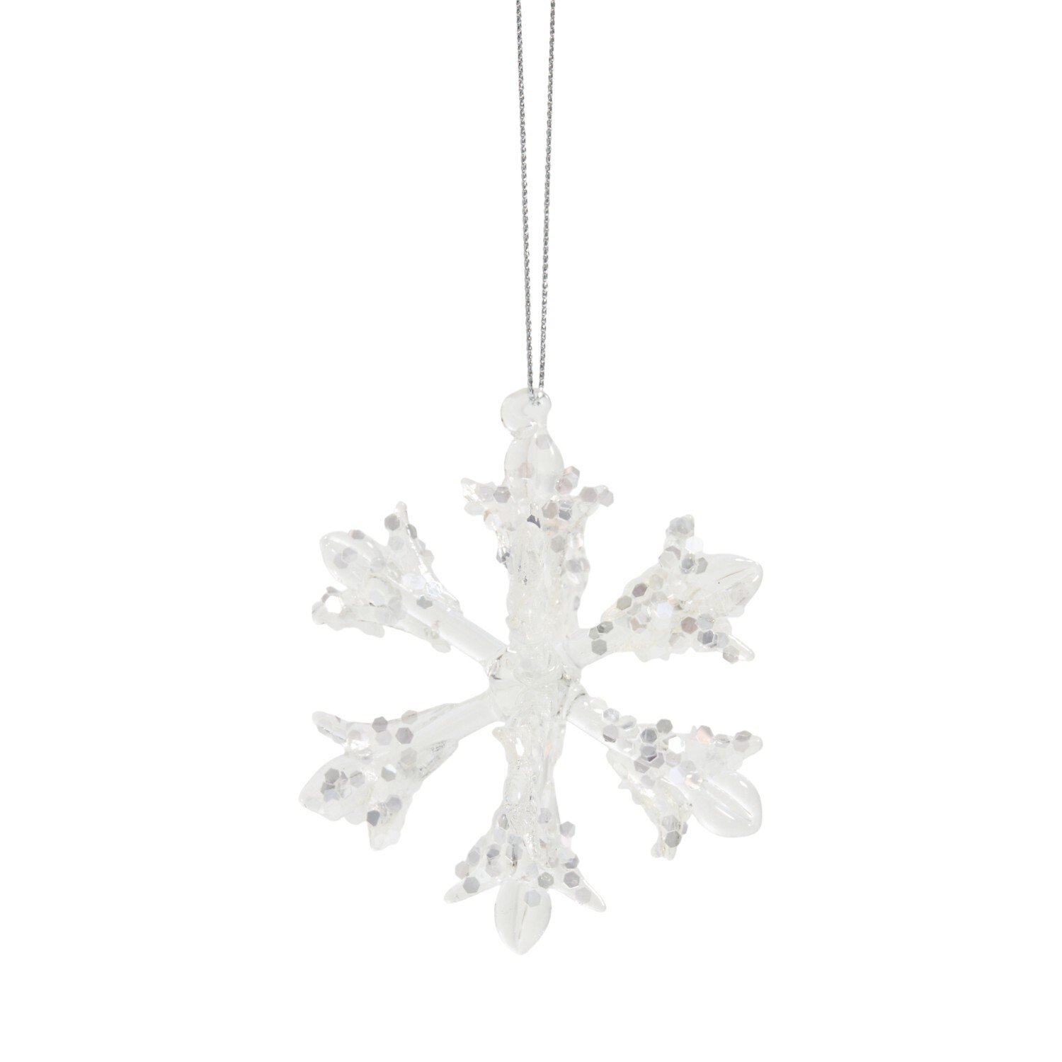 Glass 3D Snowflake Hanging Decoration Clear Image 1