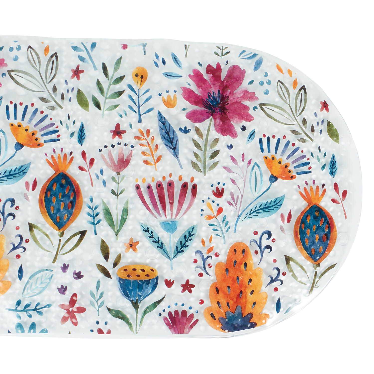 Floral Printed PVC Bath Mat - Mutlicolour Image 2