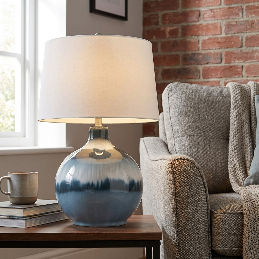 Pearl Table Lamp Blue and White Image 4