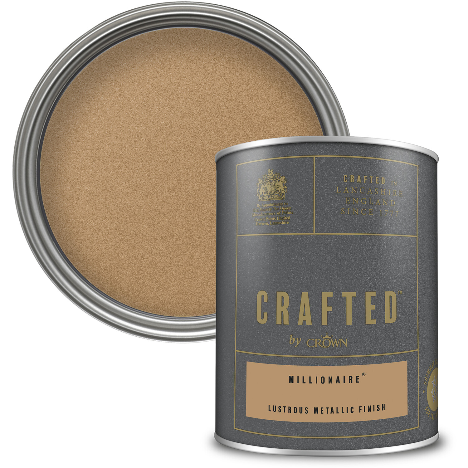 Crown Crafted Walls Wood & Metal Millionaire Lustrous Metallic Shimmer Emulsion Paint 1.25L Image 7