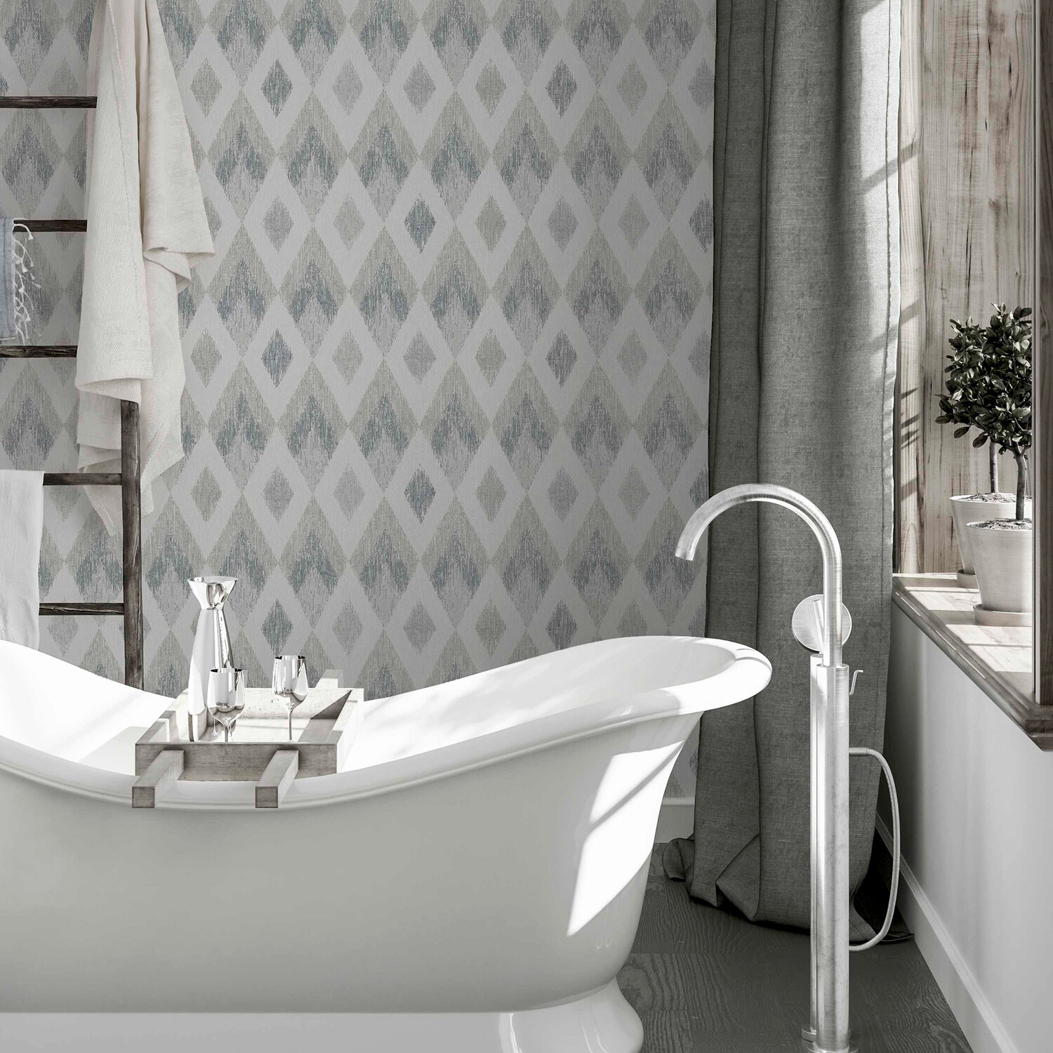 Scandi Diamond Textured Wallpaper - Silver Image 4