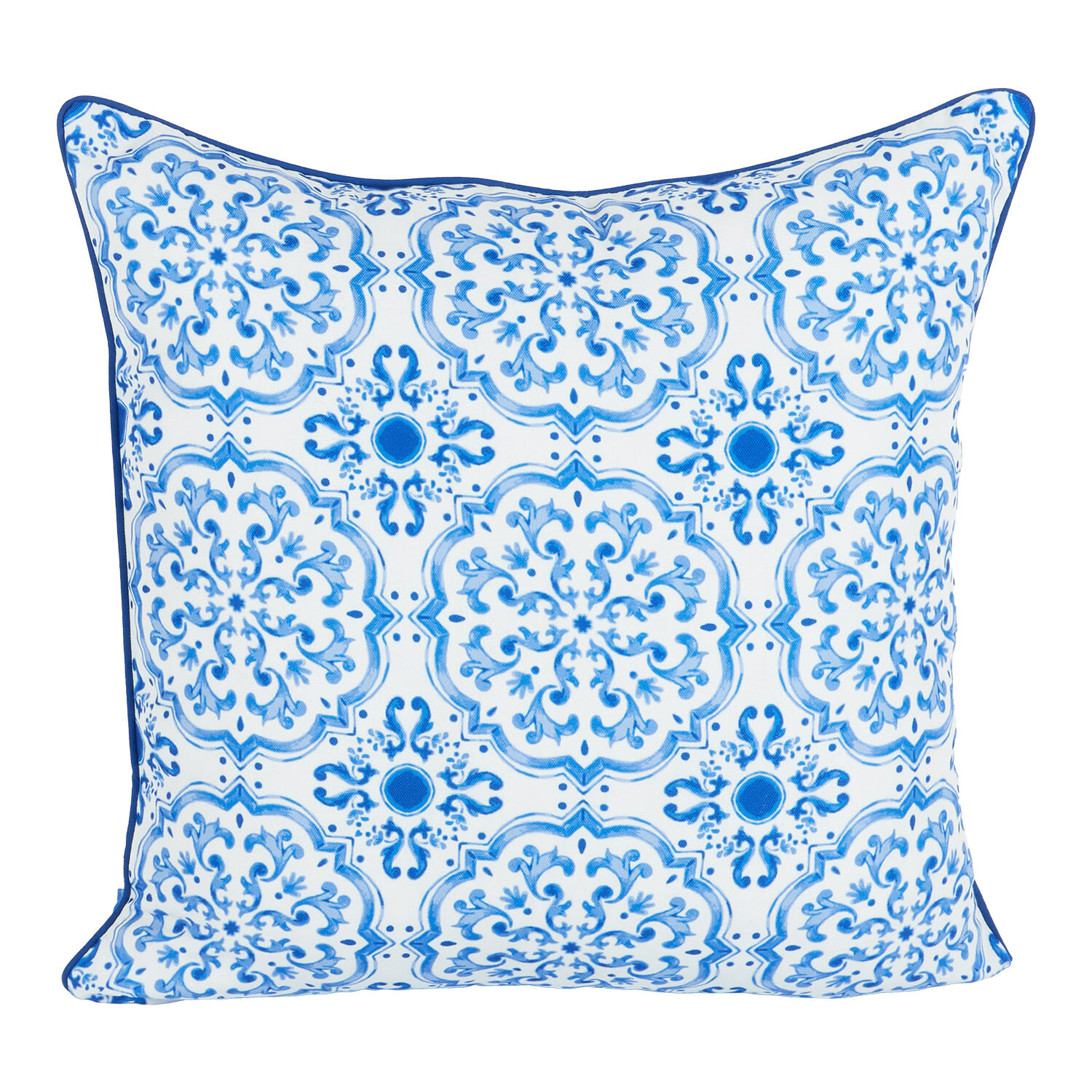 Amalfi Tile Reversible Cushion - Blue Image 4