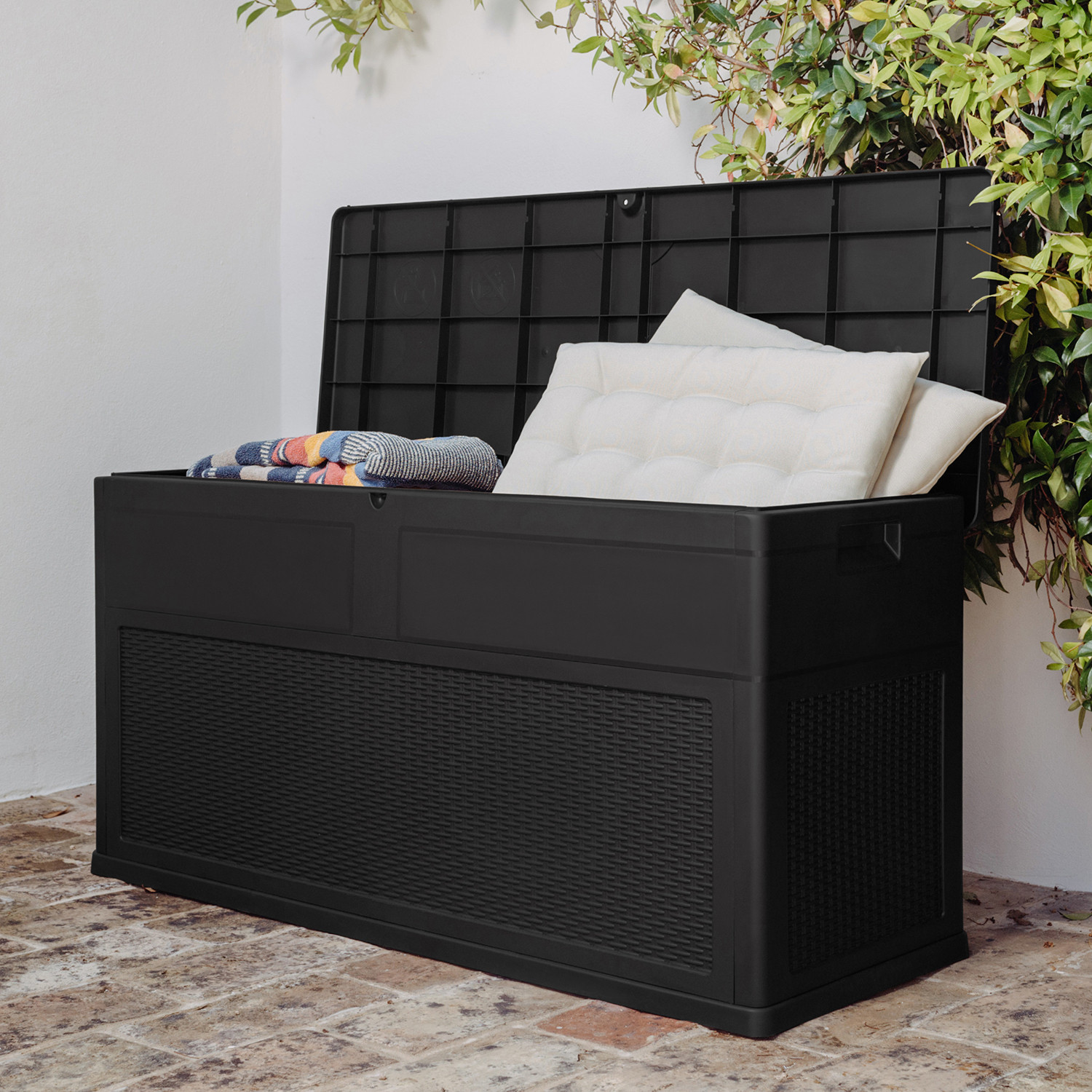 Toomax Toscana 320L Black Rattan Effect Garden Storage Box Image 5