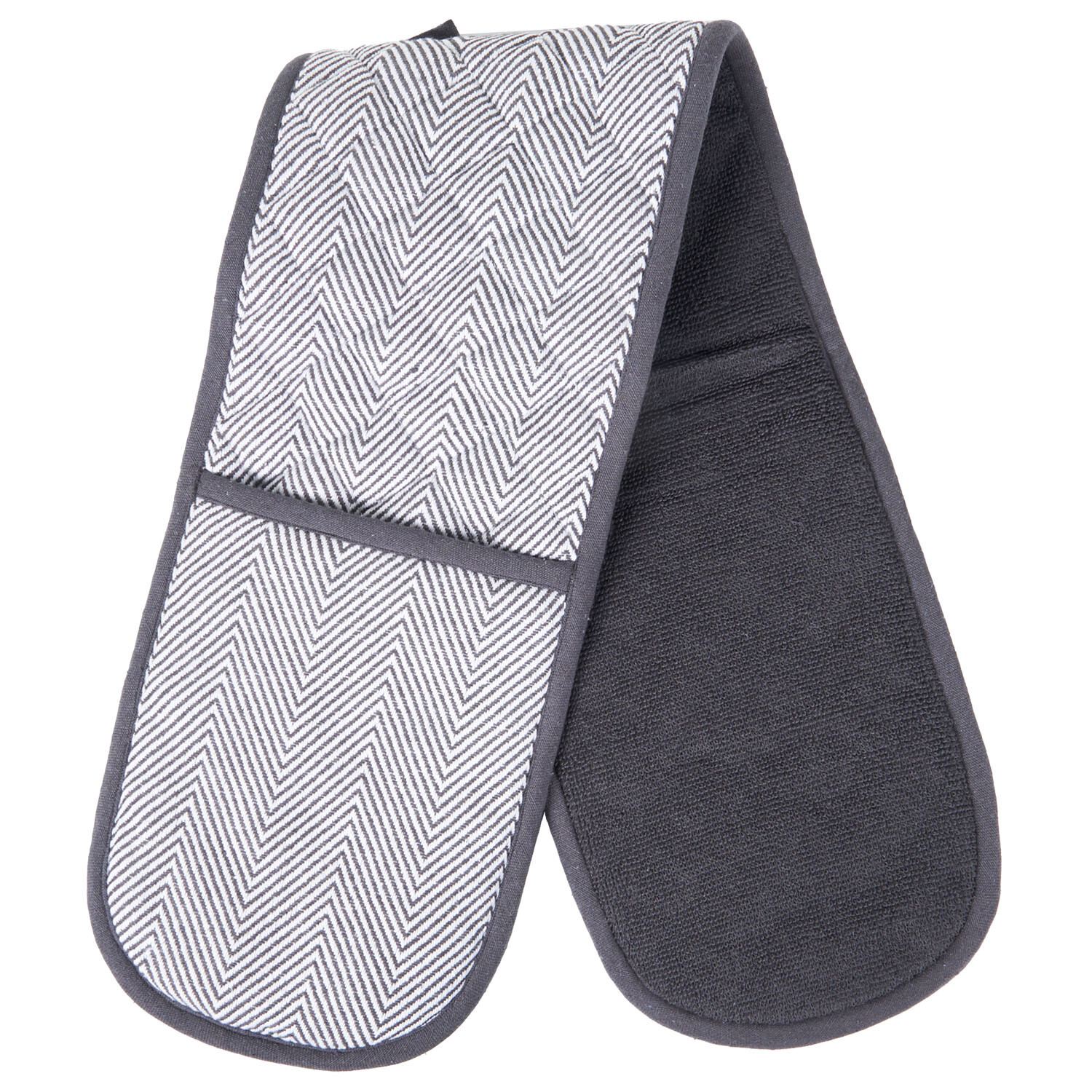Stylish Double Oven Glove - Grey and Black Image 2
