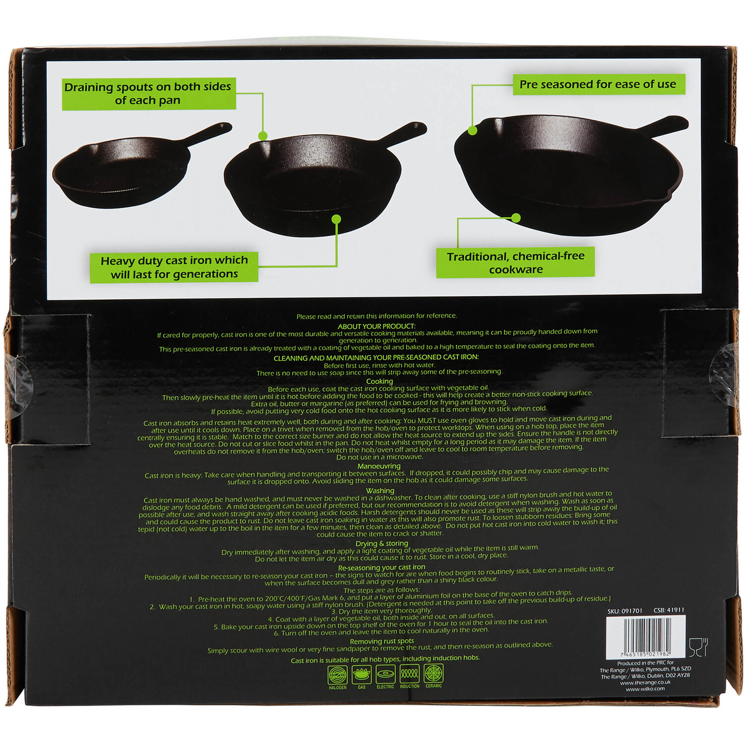 Set of 3 Kitchen Master Pre-Seasoned Frying Pans - Black Image 4