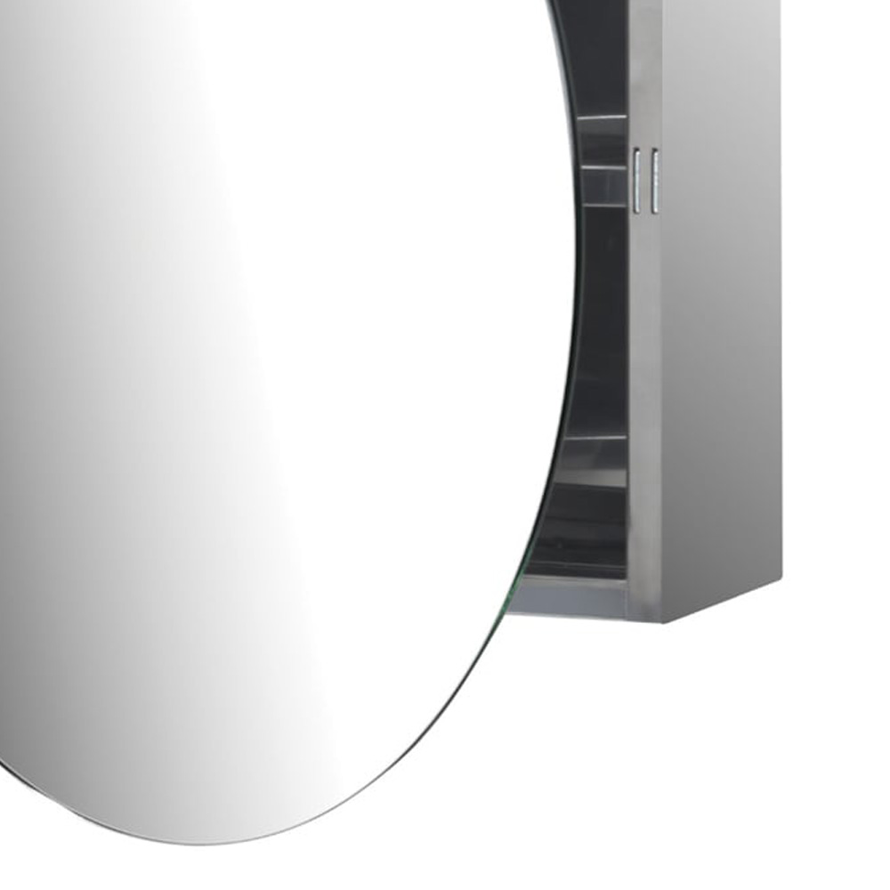 Silver Round Mirror Bathroom Cabinet Image 4