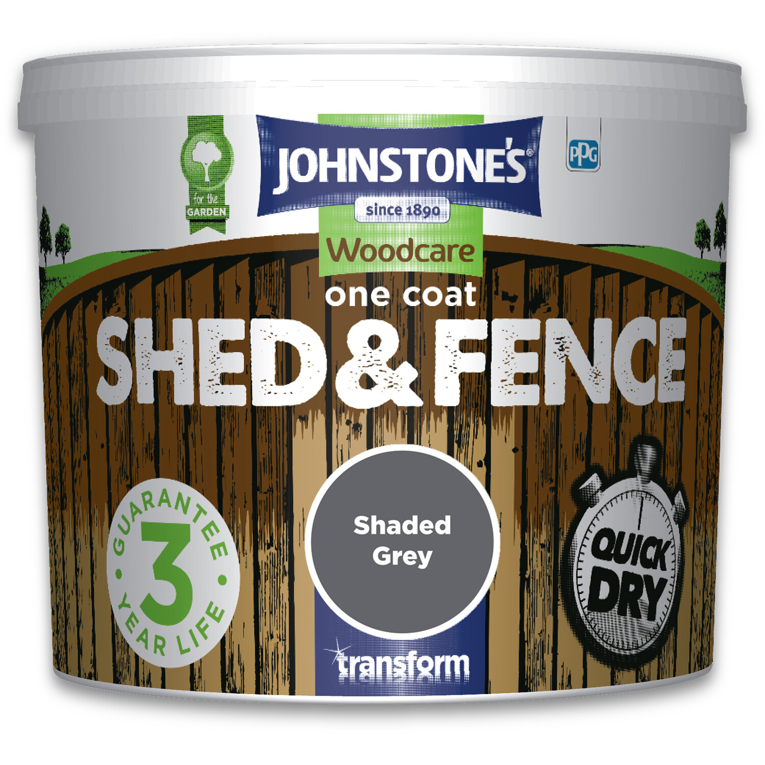 Johnstone's One Coat Shaded Grey Shed & Fence 5L Image 2