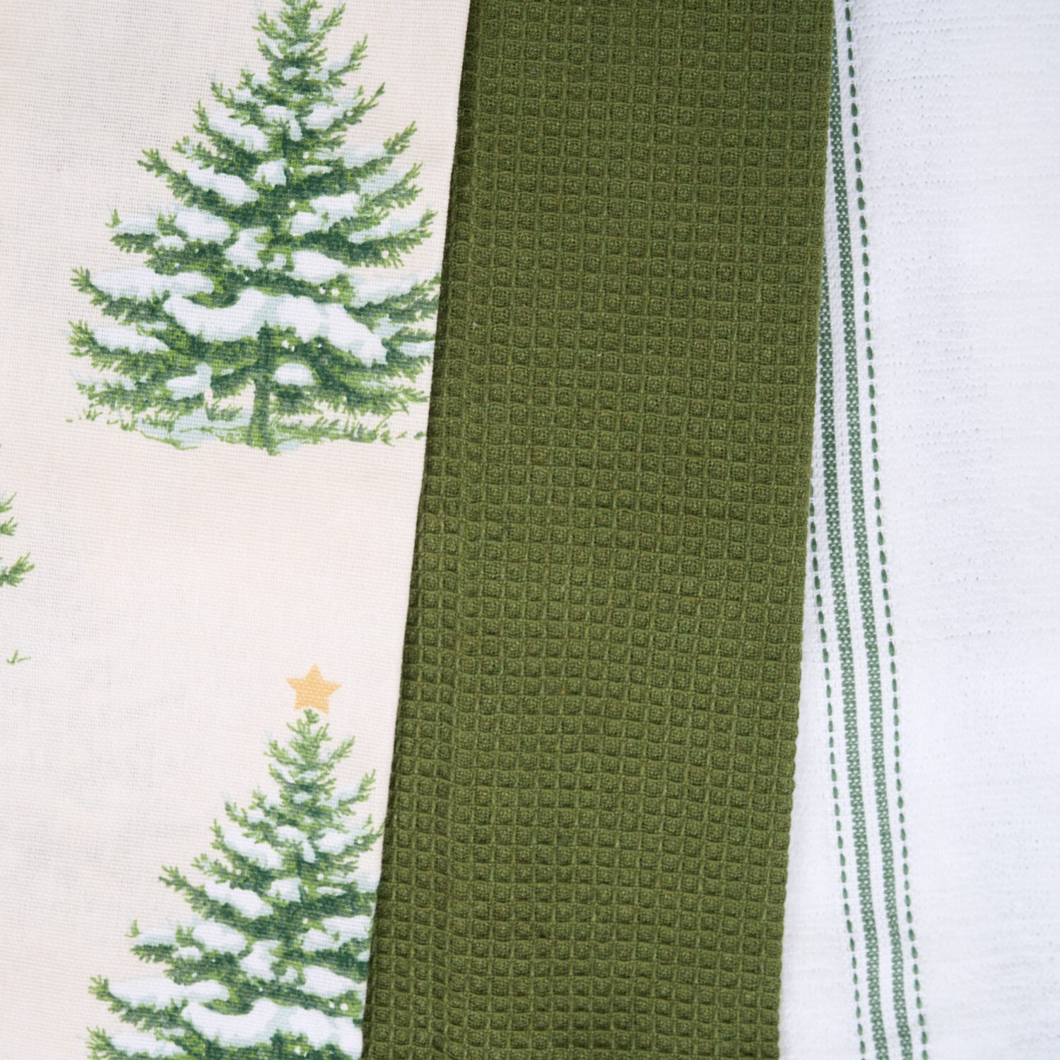 Pack of 3 Christmas Tree Tea Towels Green Image 4